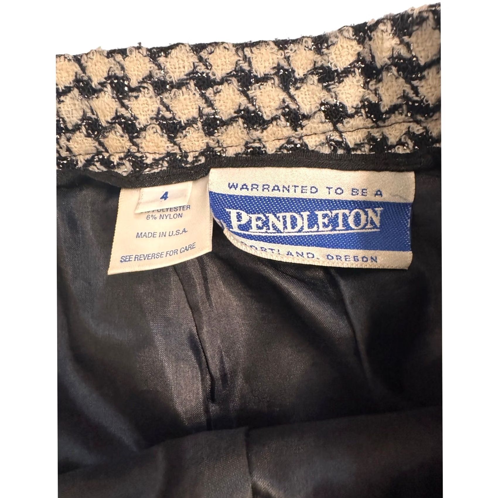 Pendleton VINTAGE Pendleton Women's Skirt Knee Length Black/White/Silver Size 4 Wool Blend Size 27" / US 4 / IT 40 - 2 Thumbnail