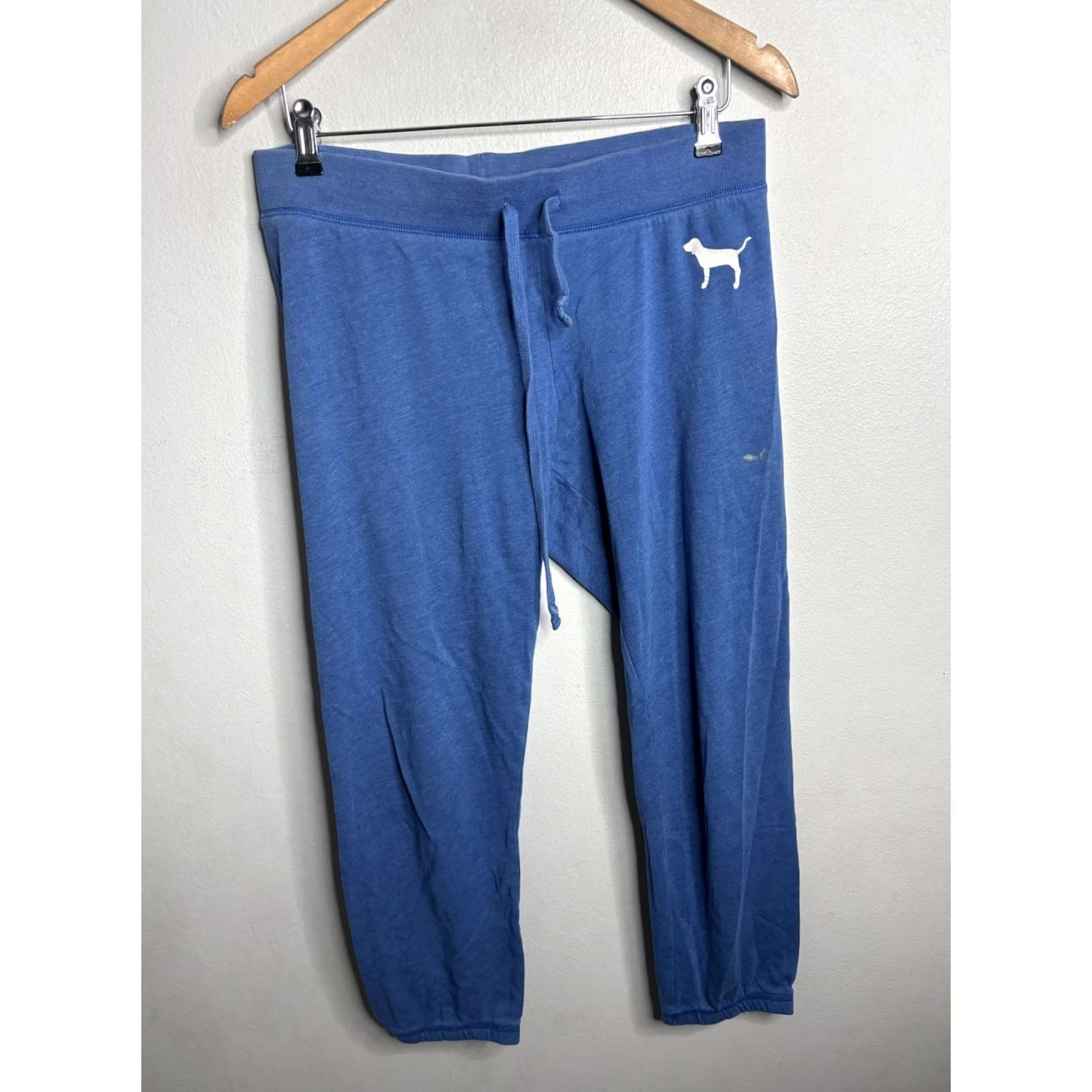 Pinko PINK Victoria's Secret Sweatpants Womens Small Blue Capri Joggers Logo Applique Size 26" / US 2 / IT 38 - 4 Thumbnail