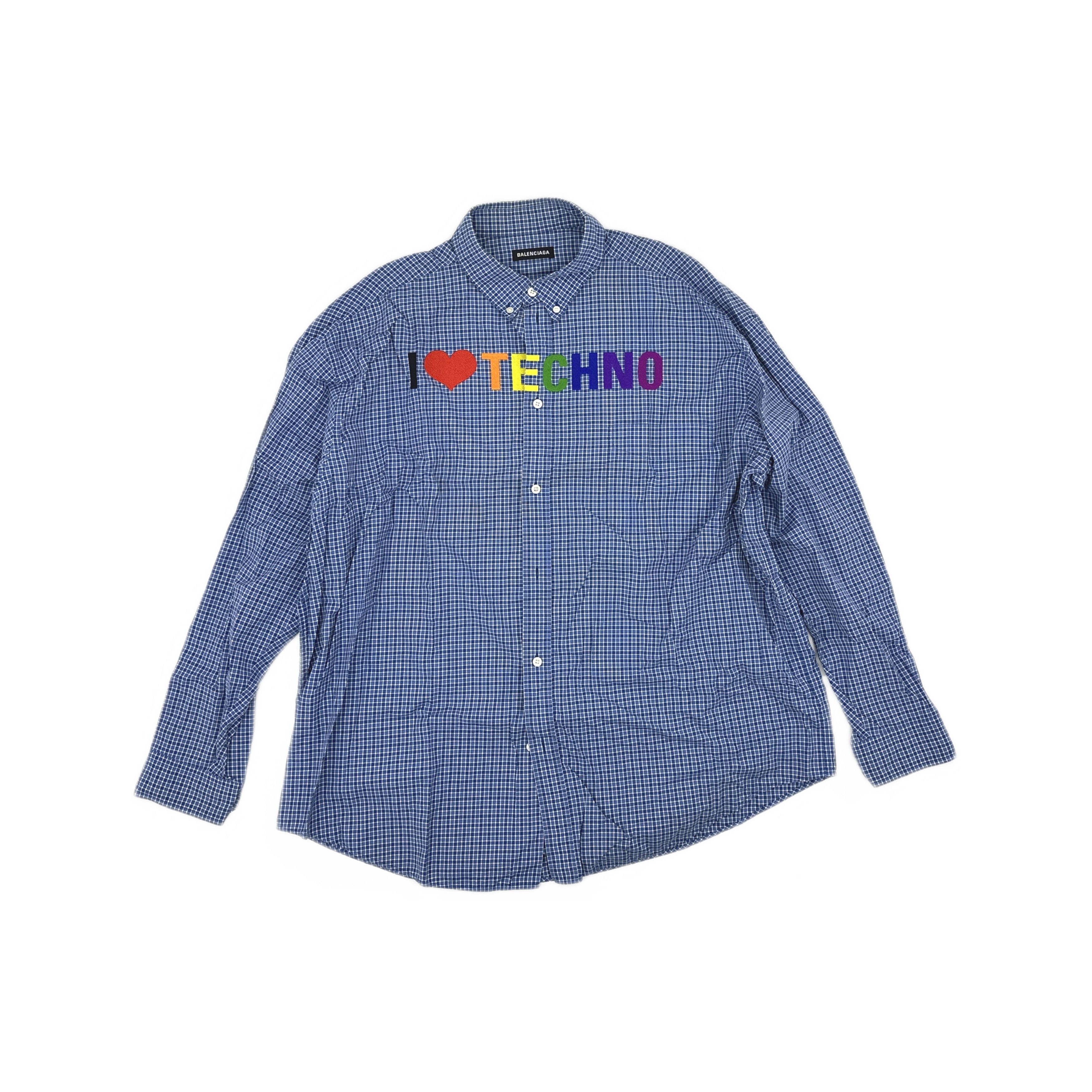 Balenciaga Balenciaga I Love Techno Check Shirt Size S Size US S / EU 44-46 / 1 - 1 Thumbnail