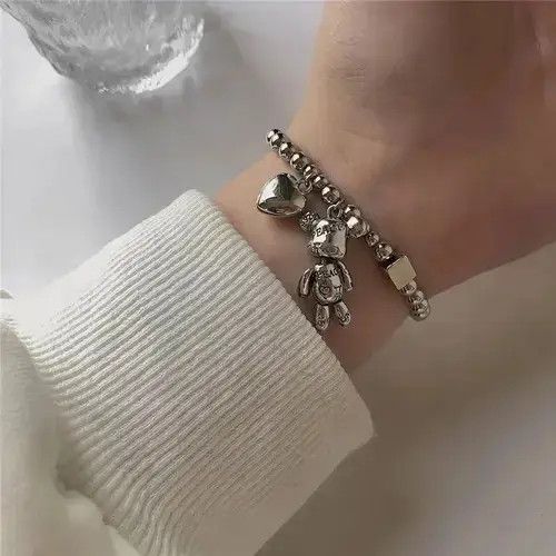 Jewelry Stainless Steel 🐻 Bear Love Charm Bracelet Unisex Size ONE SIZE - 2 Thumbnail