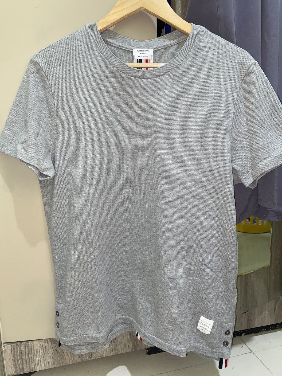 Moncler × Moncler Grenoble × Thom Browne Thom browne grosgrain loop back pique tshirt Size US L / EU 52-54 / 3 - 1 Thumbnail