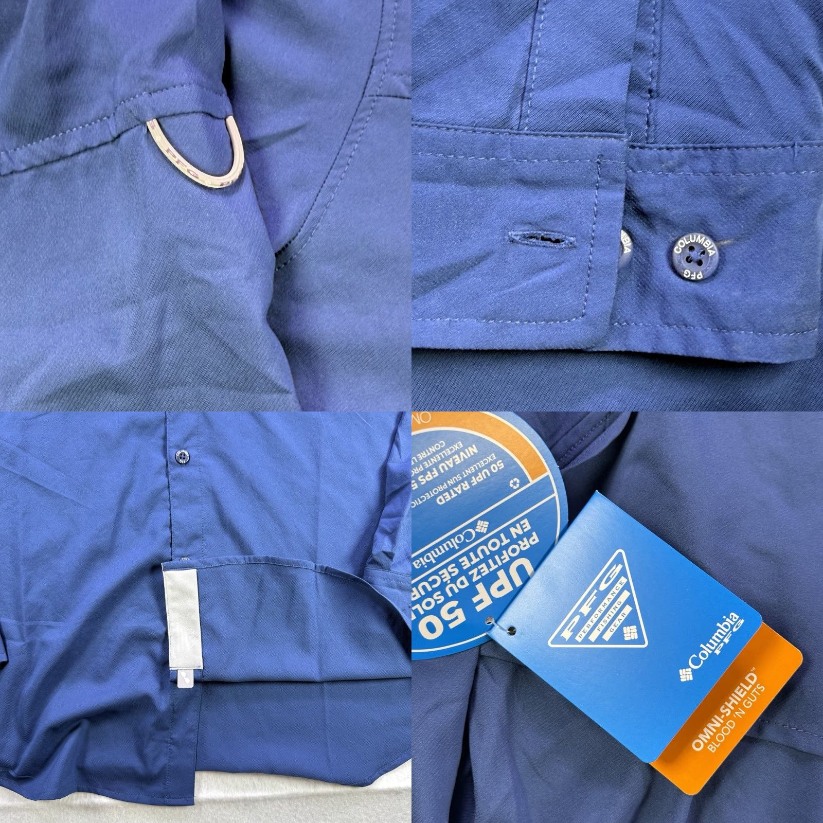 Vintage Columbia PFG Blood and Guts IV Woven Long Sleeve Shirt Blue Omni-Shield LG Mens Regular Button-Up Collared Short Sleeve? Size US L / EU 52-54 / 3 - 8 Thumbnail