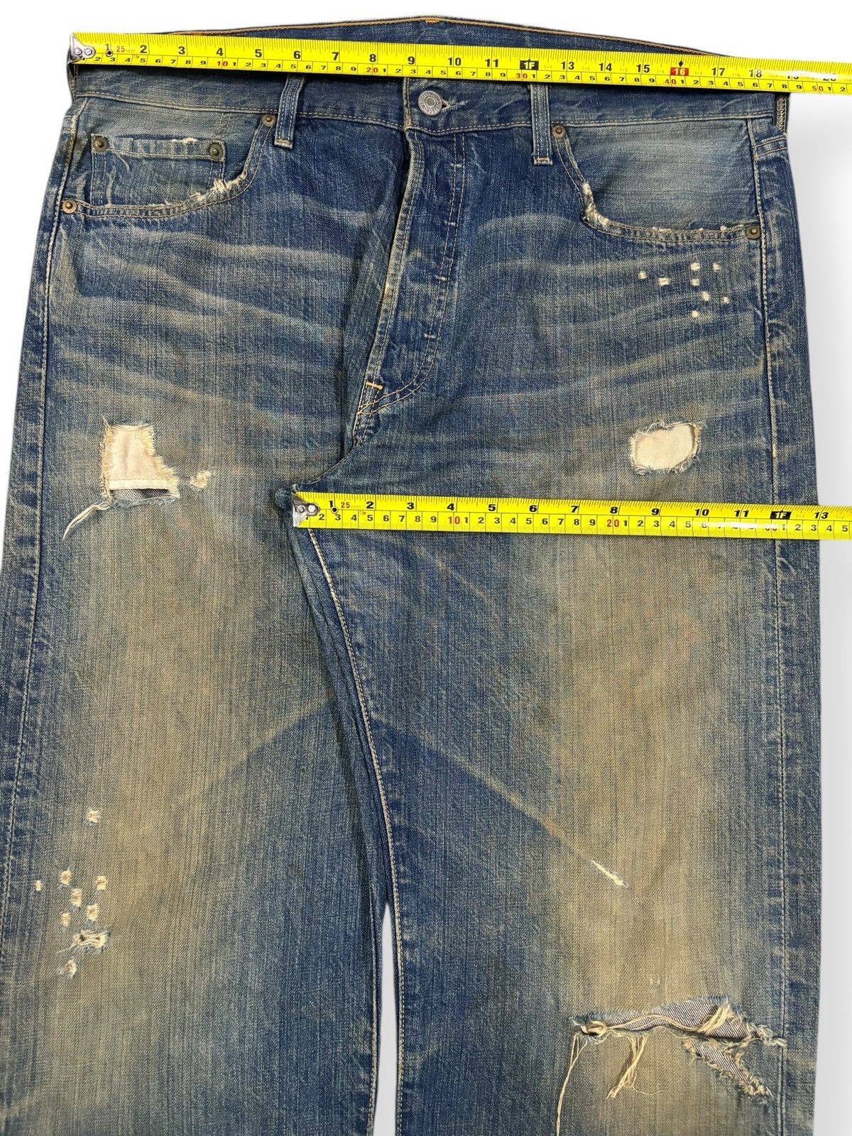 Levi's Vintage 90s Levis 501 Mud Wash Loose Fit Distressed Jeans Size US 36 / EU 52 - 16 Thumbnail