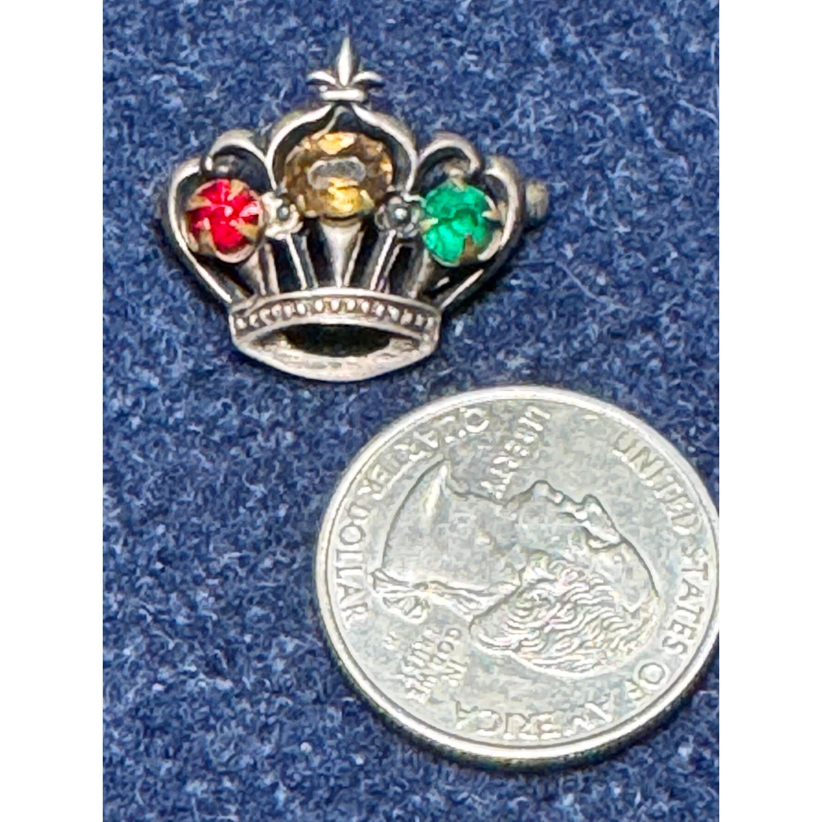 Other Vintage Sterling Crown Red Gold Green Rhinestones Brooch Size ONE SIZE - 3 Thumbnail