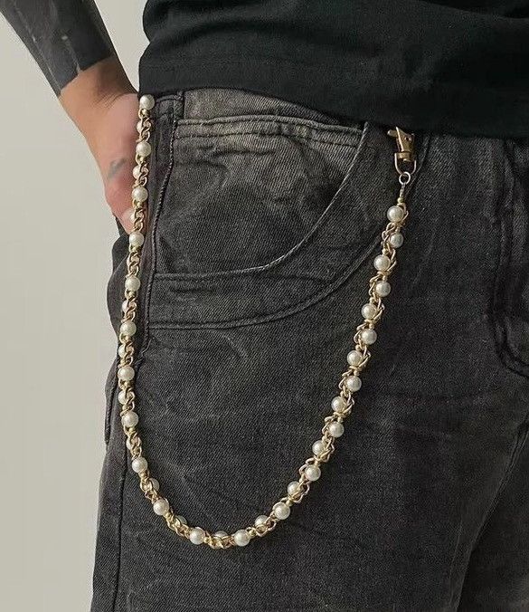 Jewelry Imitation Pearl Wallet Chain, Pants Chain Size ONE SIZE - 1 Thumbnail