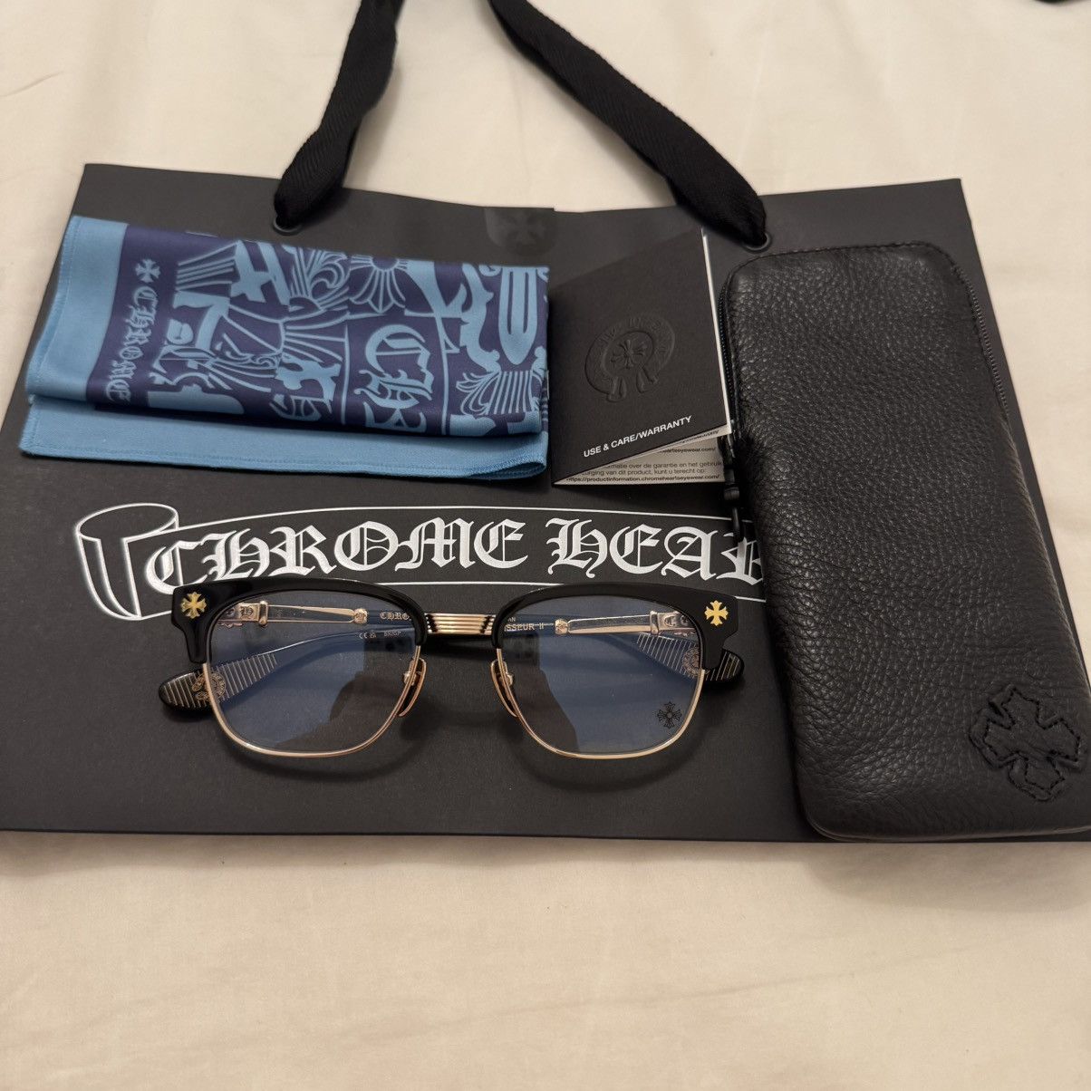【Chrome Hearts】 Bonennoisseur II Black Gold Plated Chrome Hearts glasses BONENNOISSEUR II JEWELED – BLACK/GOLD