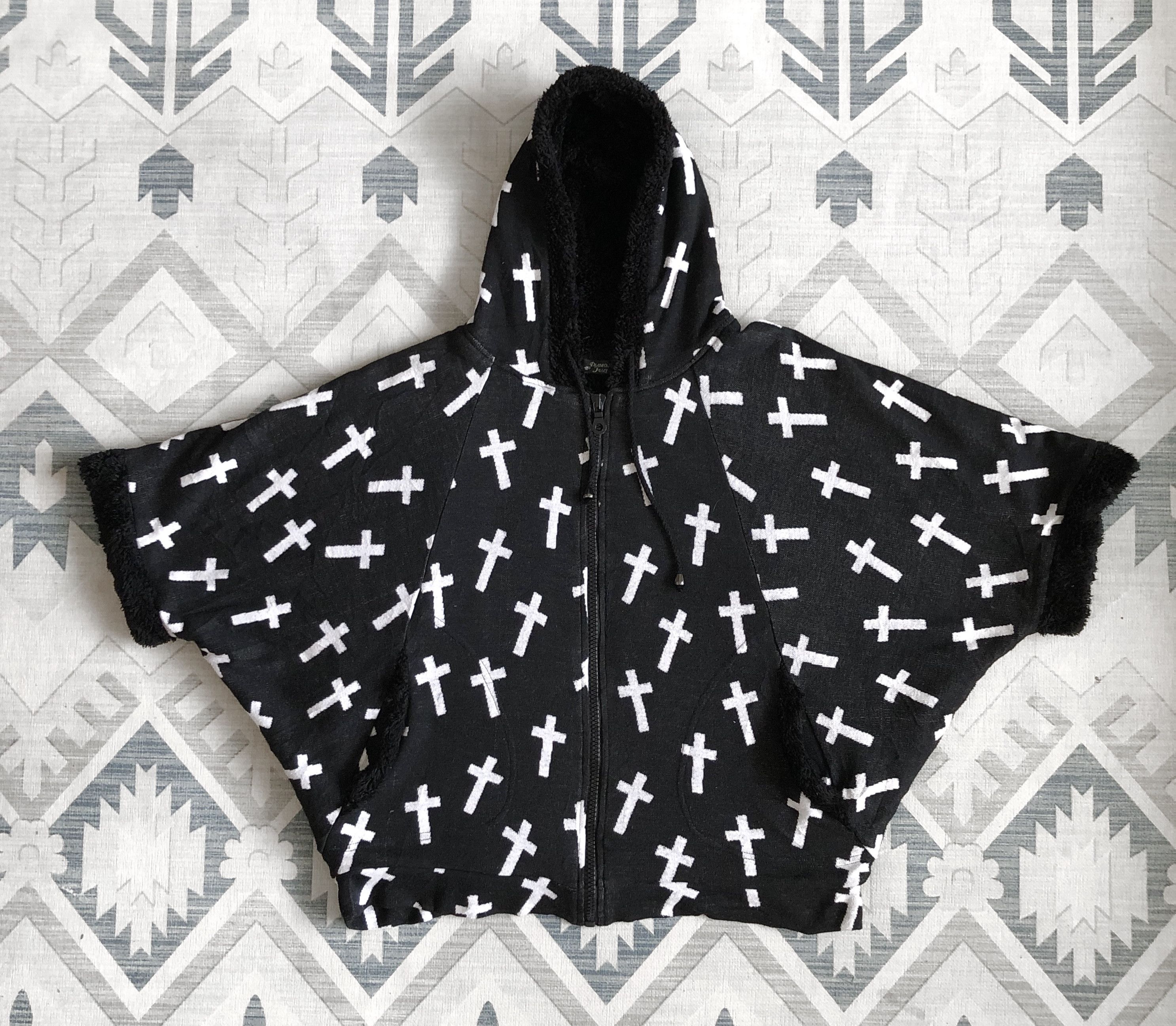 DIAMOND JULIA FUZZ FLEECE LINED HOODED PONCHO JACKET