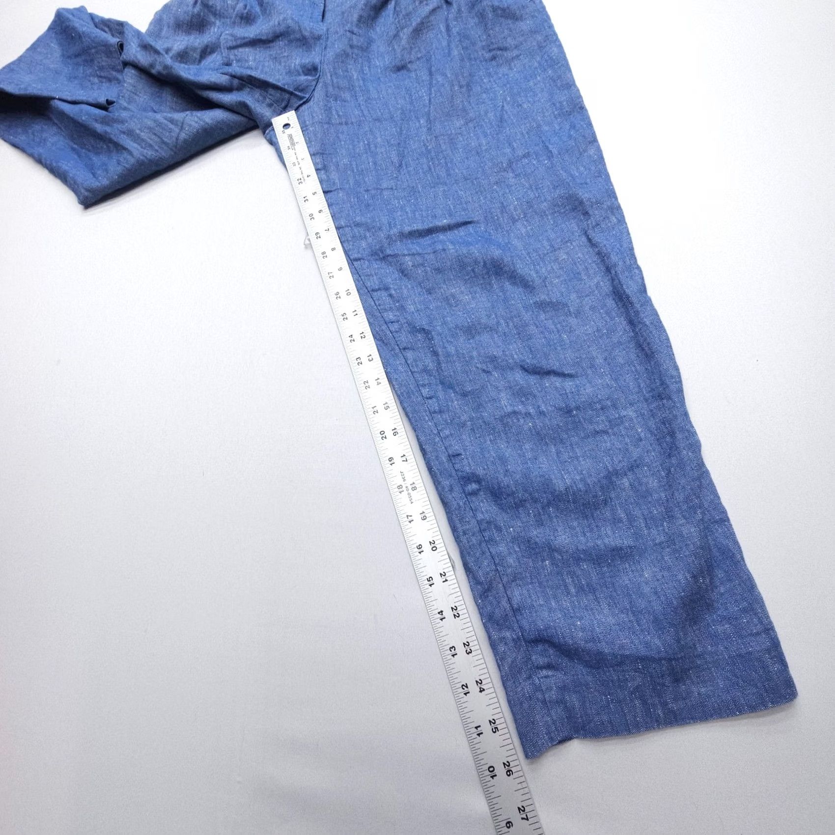 Ann Taylor Ann Taylor Linen Cotton High Rise Relaxed Taper Pants Size 8 Blue Coastal Pleat Size 30" / US 8 / IT 44 - 4 Thumbnail