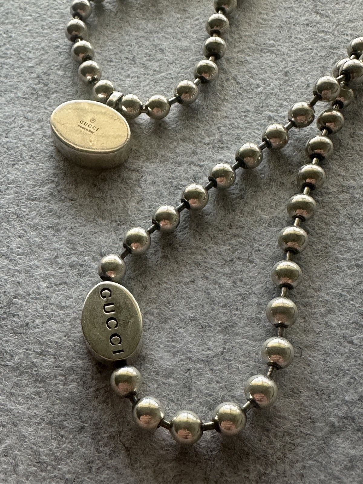 Gucci Gucci Sterling Silver & Enamel Interlocking GG Logo Necklace Size ONE SIZE - 10 Thumbnail
