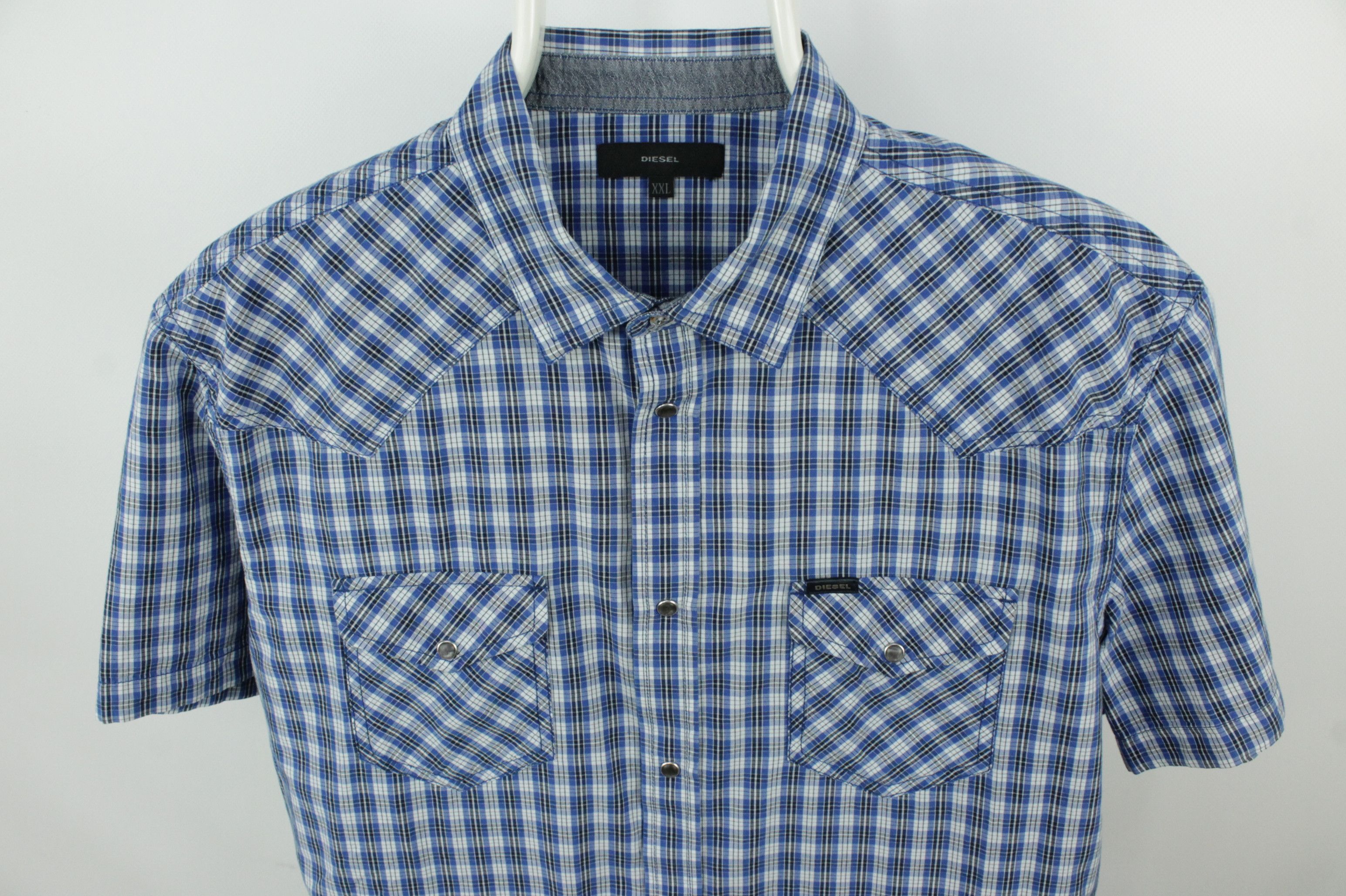 Diesel Diesel Short Sleeve Plaid Cotton Button Up Shirt Size US XXL / EU 58 / 5 - 2 Thumbnail