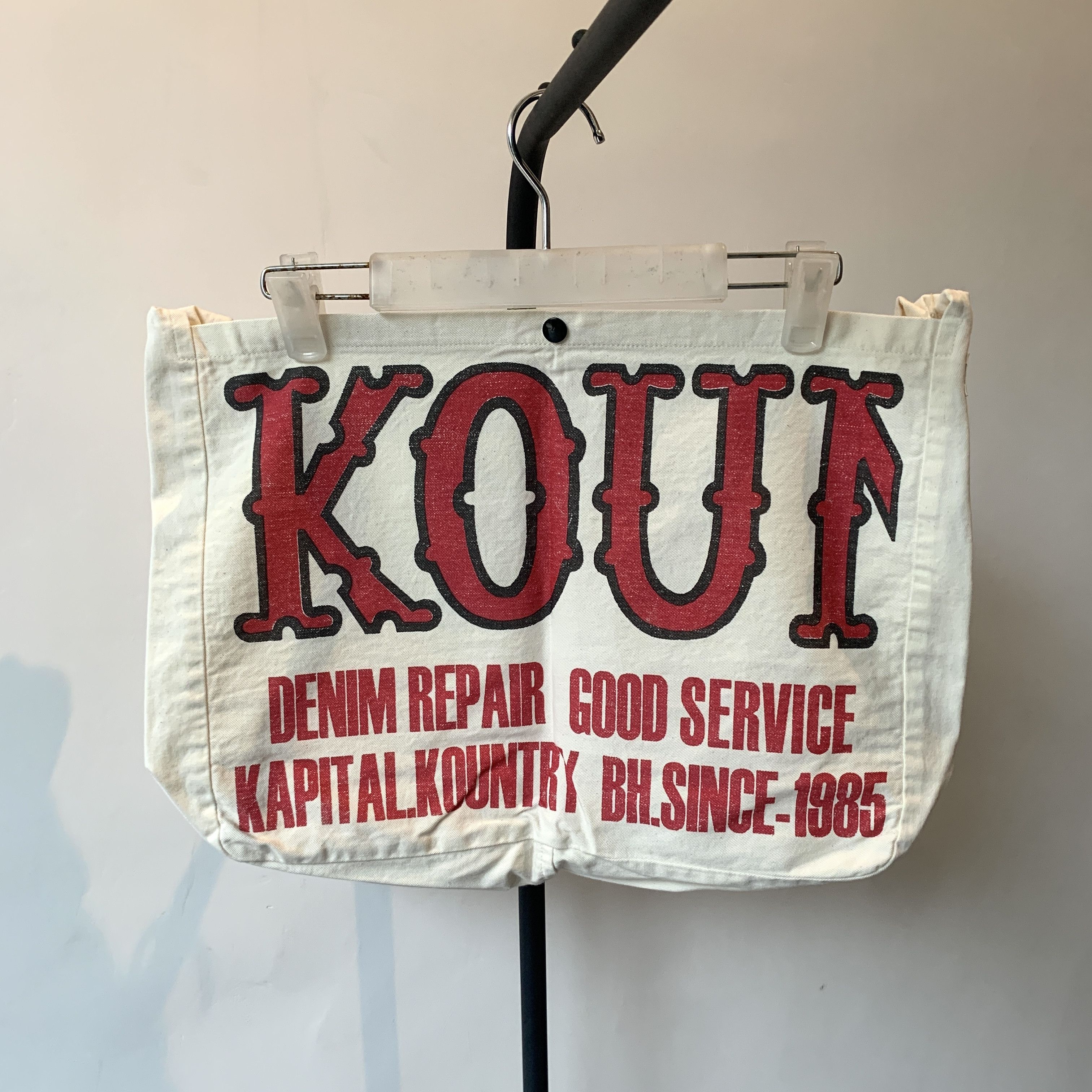 Kapital Kountry KAPITAL #4 ARMY CANVAS TATTERSALL CARGO BAG | Grailed
