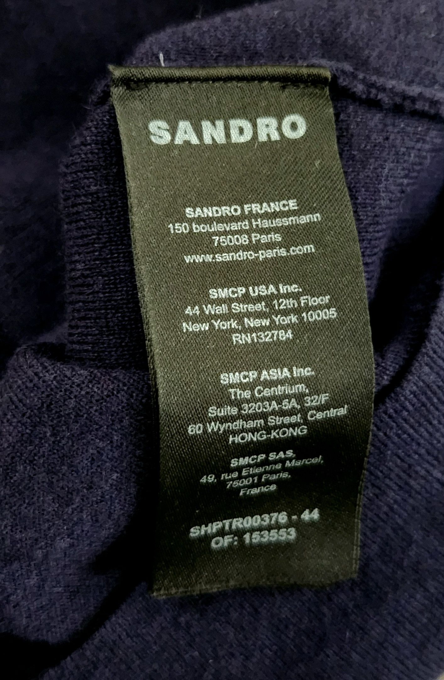 Sandro Sandro Wool & Cotton Blend Cardigan Navy Blue Embroidered Size US L / EU 52-54 / 3 - 7 Thumbnail