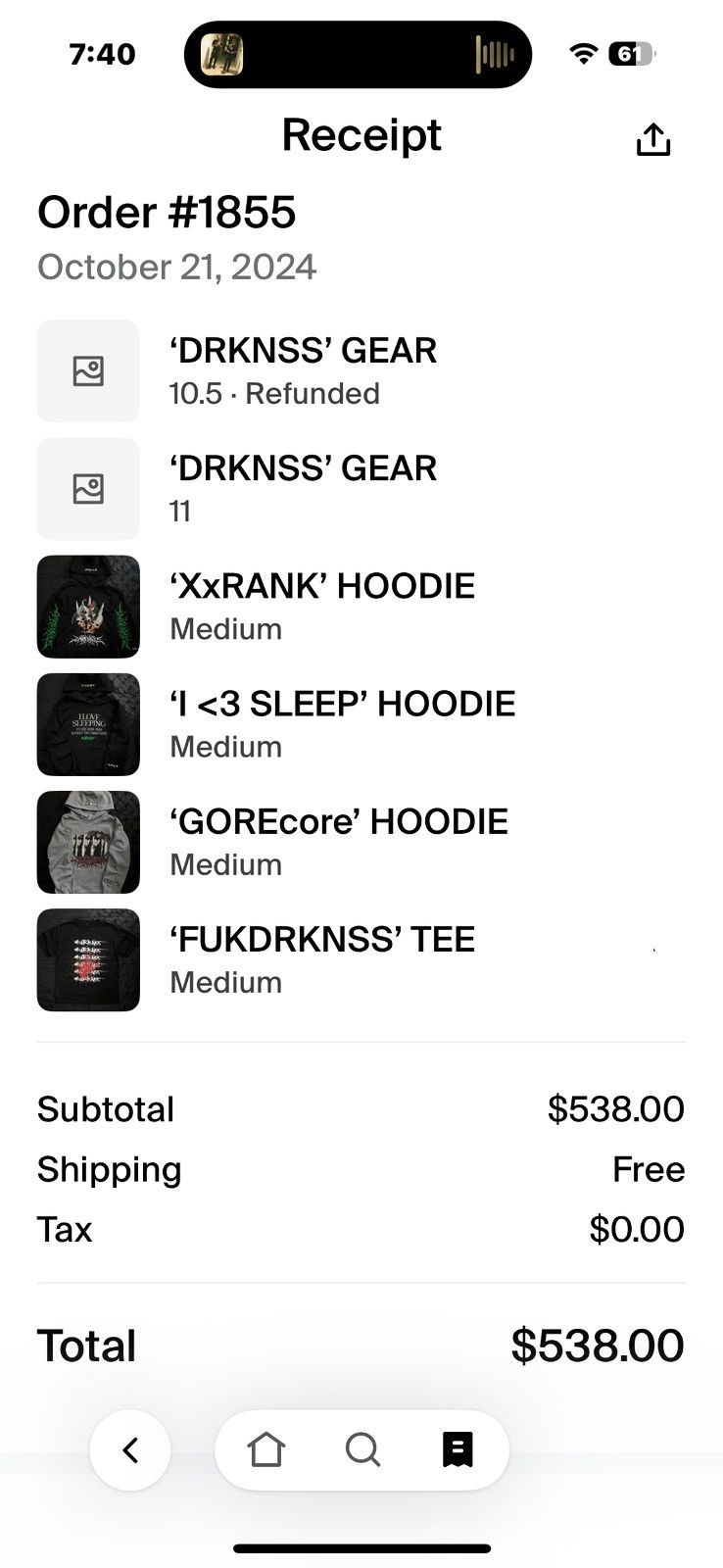 Designer Darkness.USA “I <3 SLEEP HOODIE” Size US M / EU 48-50 / 2 - 4 Thumbnail