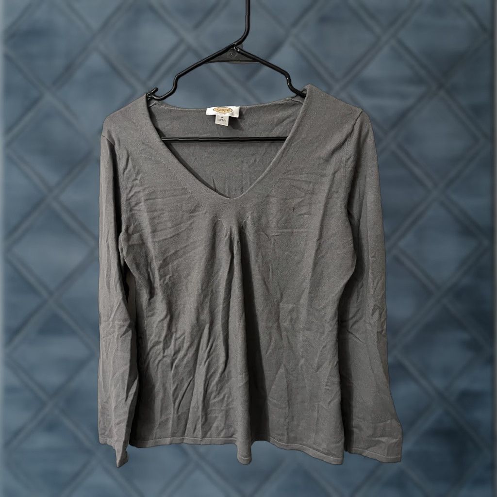 Talbots Talbots Shirt Women M Gray Viscose Blend Long Sleeve V-Neck Pullover Women Size M / US 6-8 / IT 42-44 - 1 Thumbnail