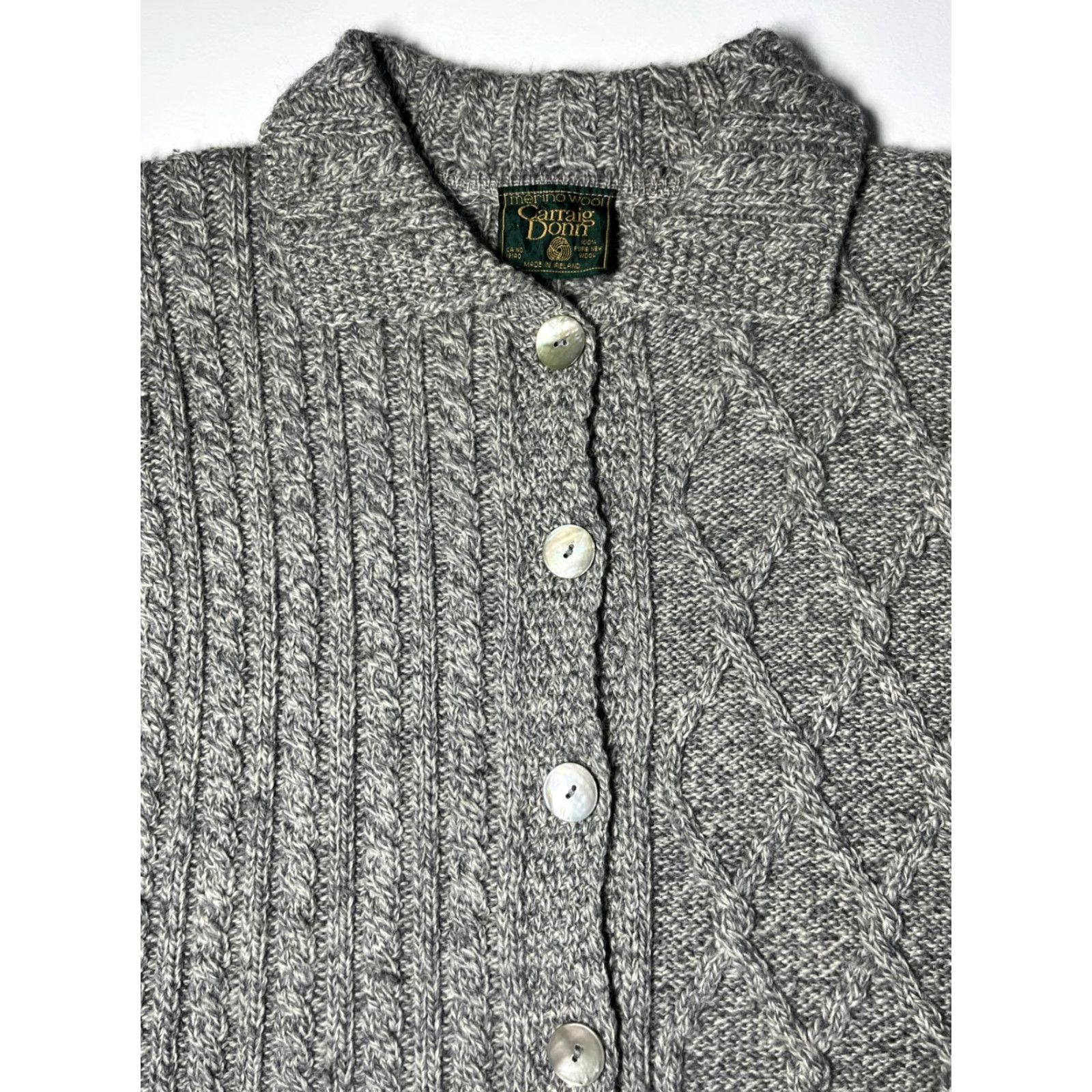 Vintage Carraig Donn Women’s Merino Wool Cardigan Sweater Gray M Knit Cardigan Vintage / Classic Women Mens Girls Boys Size M / US 6-8 / IT 42-44 - 7 Thumbnail