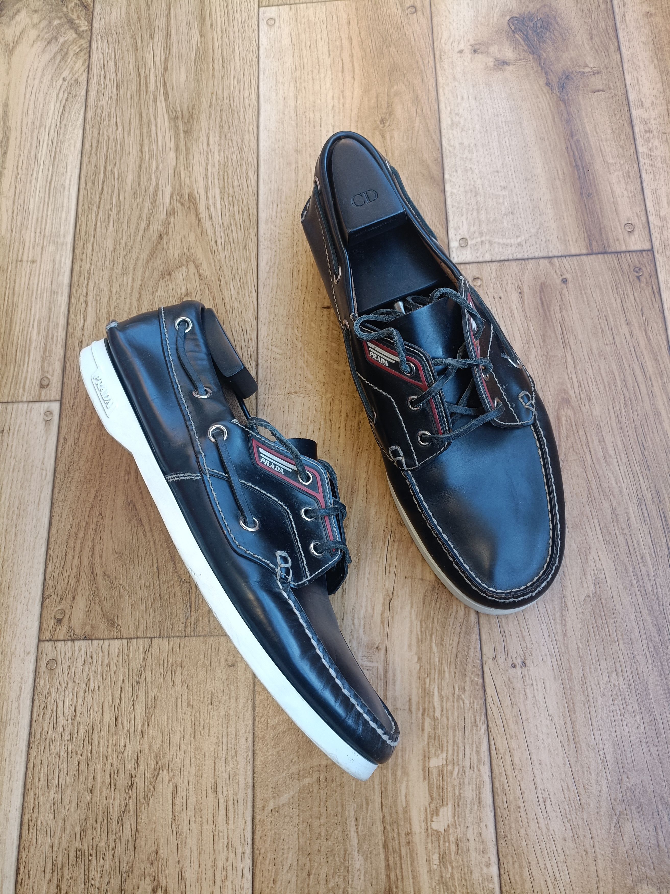 Prada mens boat shoes best sale