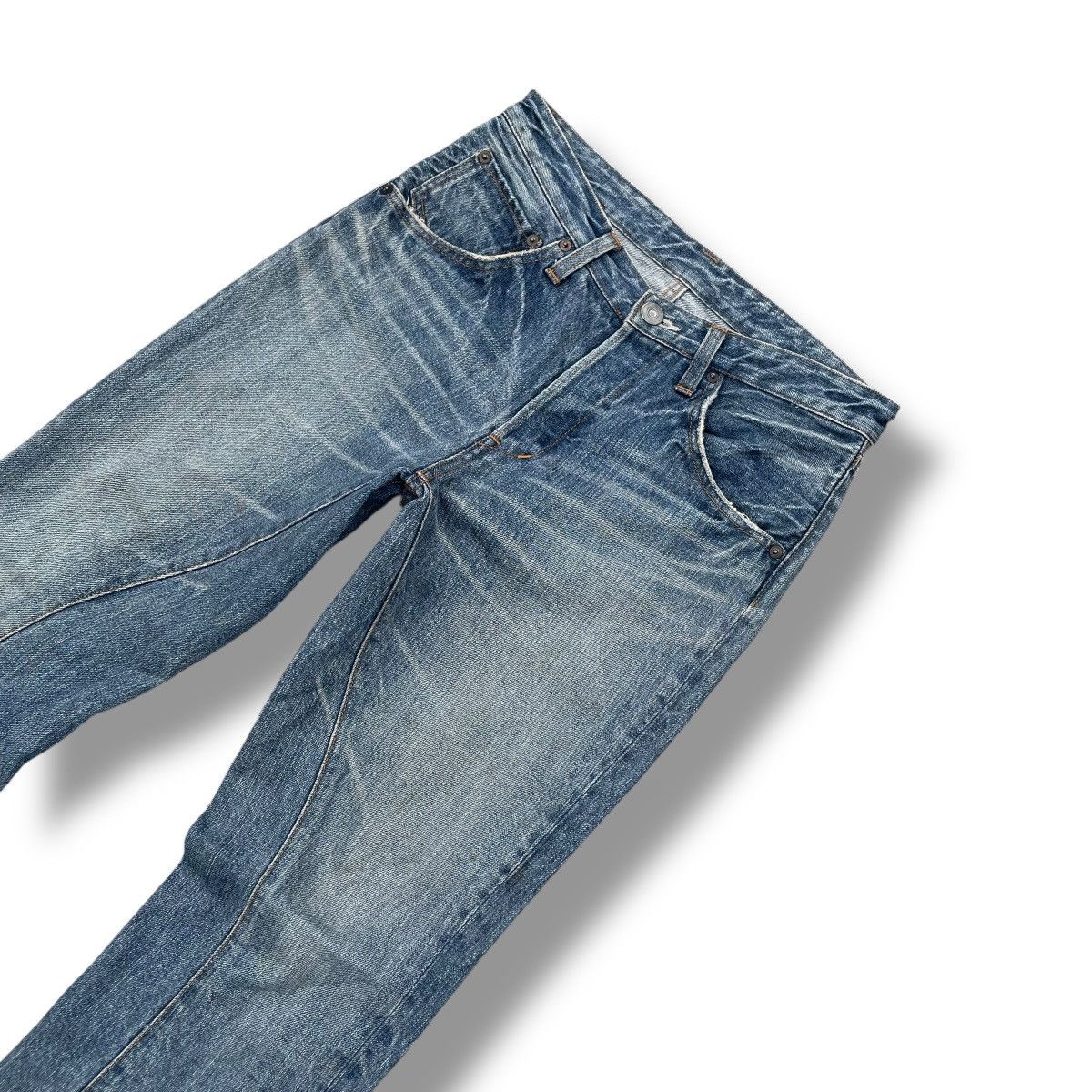 Johnbull 🇯🇵 VINTAGE JOHNBULL SPIRAL CUT WASHED DENIM PANTS Size US 29 - 4 Thumbnail
