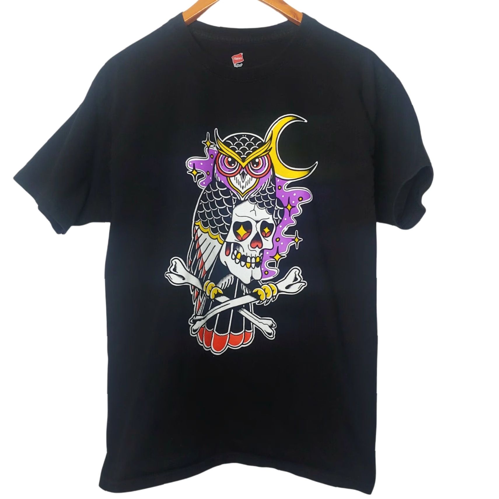 Hanes R Morrow Tattoo Art Shirt Large Owl Skull Crossbones Moon Stars Halloween Bird Size US L / EU 52-54 / 3 - 2 Thumbnail