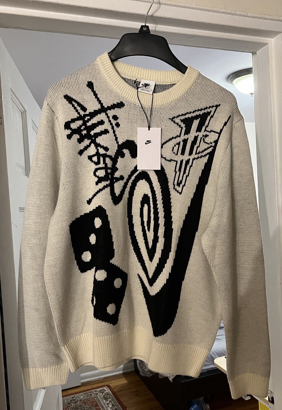 image of Nike x Stussy Knit Sweater in White, Men's (Size Medium)