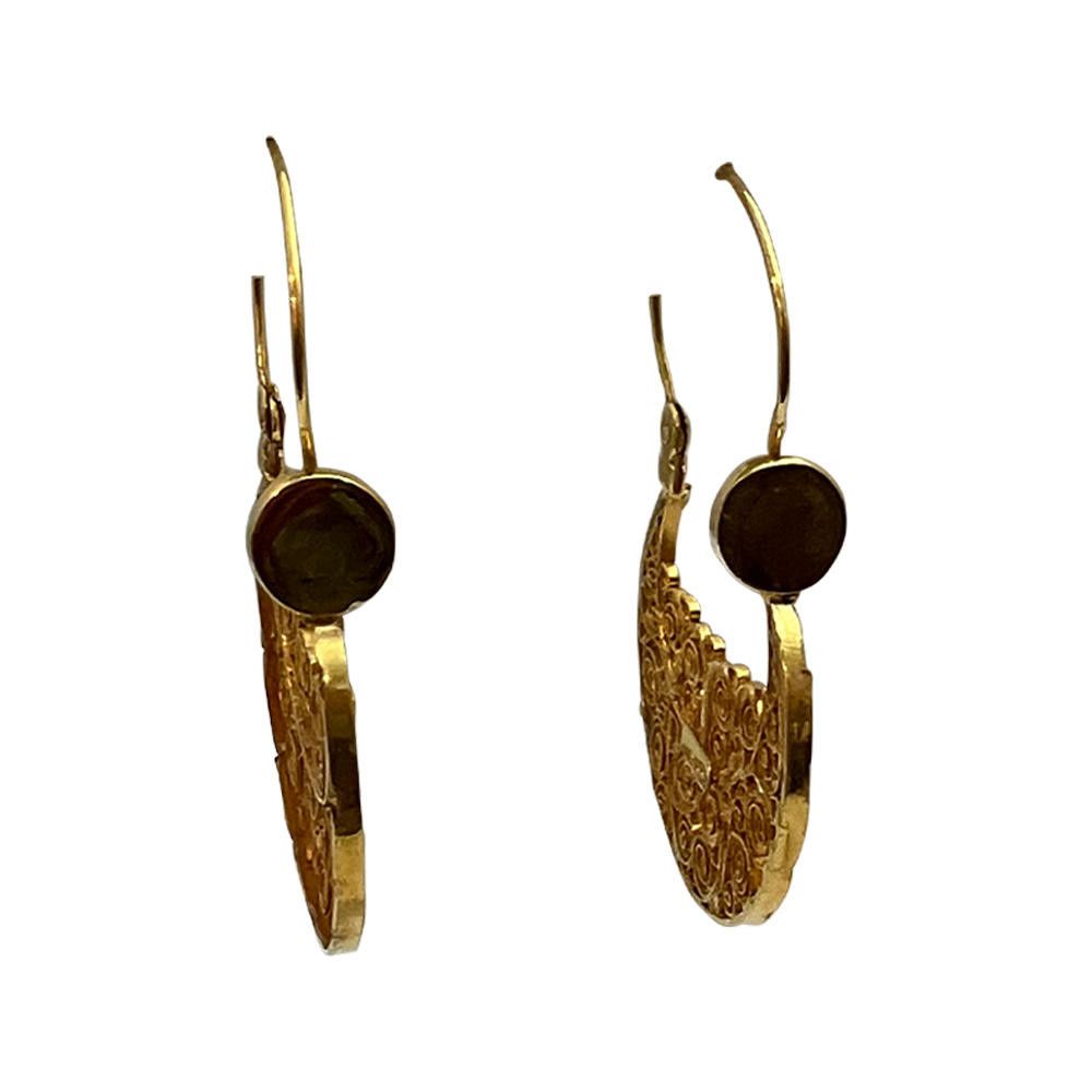 Designer 14 KT Gold Mexican Filigree Hoop Earrings Size ONE SIZE - 3 Thumbnail