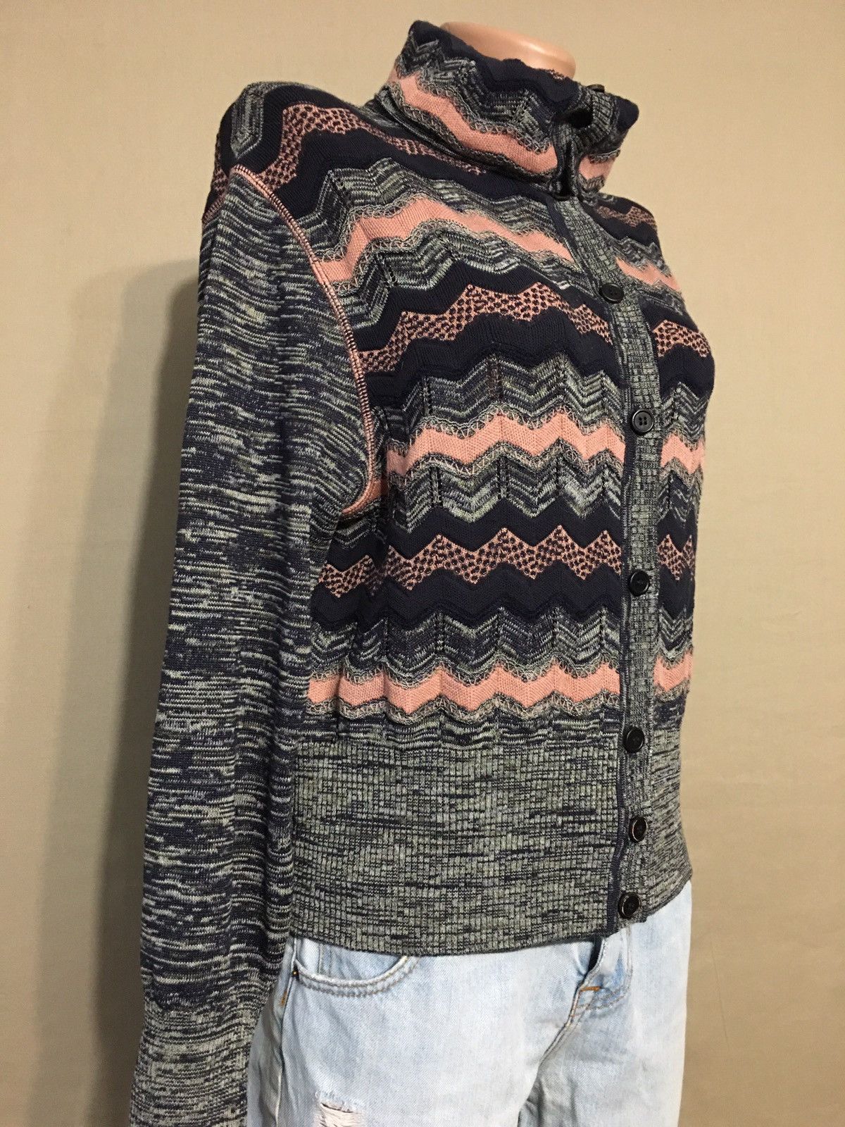 Missoni M MISSONI Crochet-knit Turtleneck Cardigan Sweater EU 42 Size M / US 6-8 / IT 42-44 - 6 Thumbnail