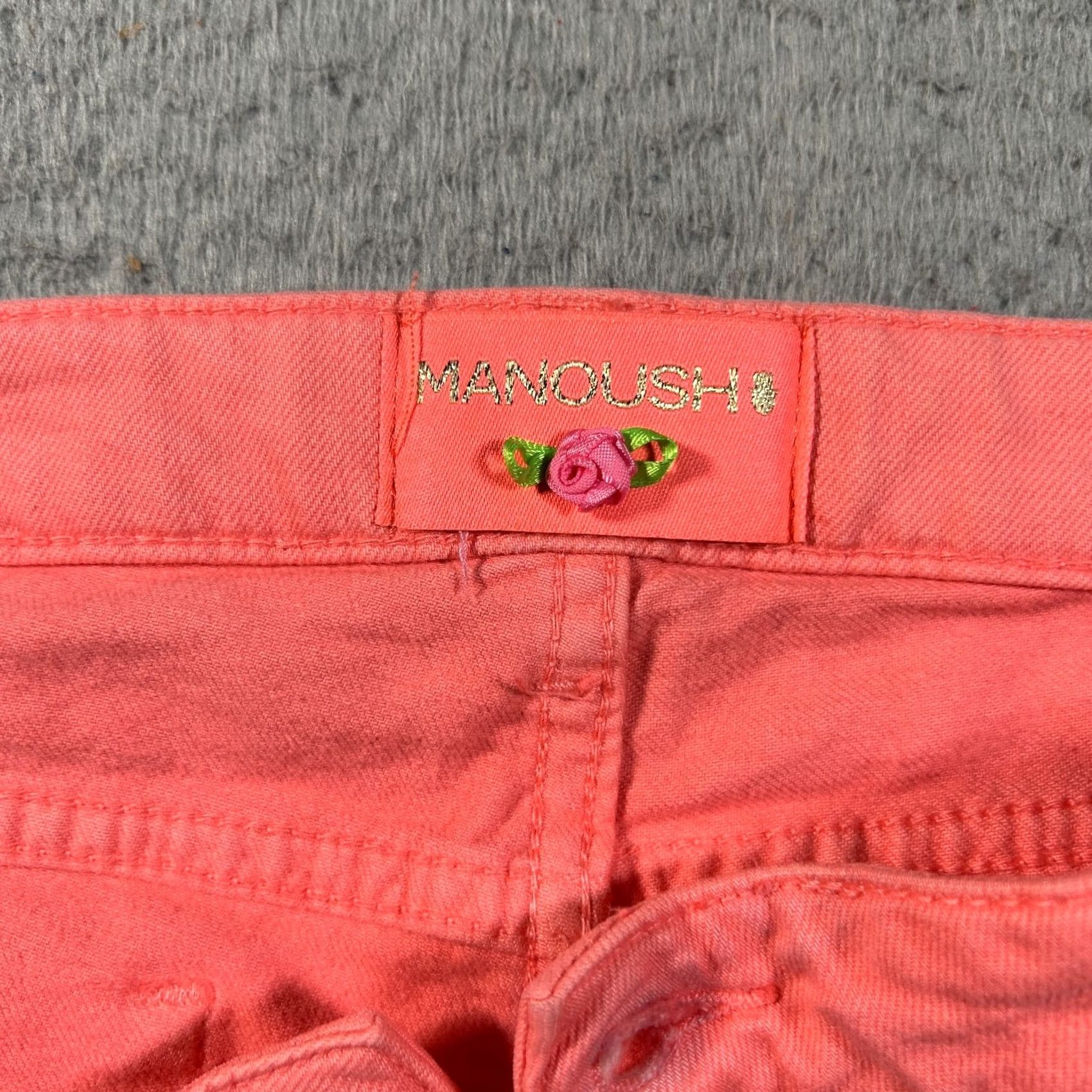 Vintage Manoush Jeans Women Size 31x32 Pink Wide-Leg Low Rise Cotton Blend Zip Fly Embroidered 5-Pocket Women Size 24" / US 00 / IT 34 - 3 Thumbnail