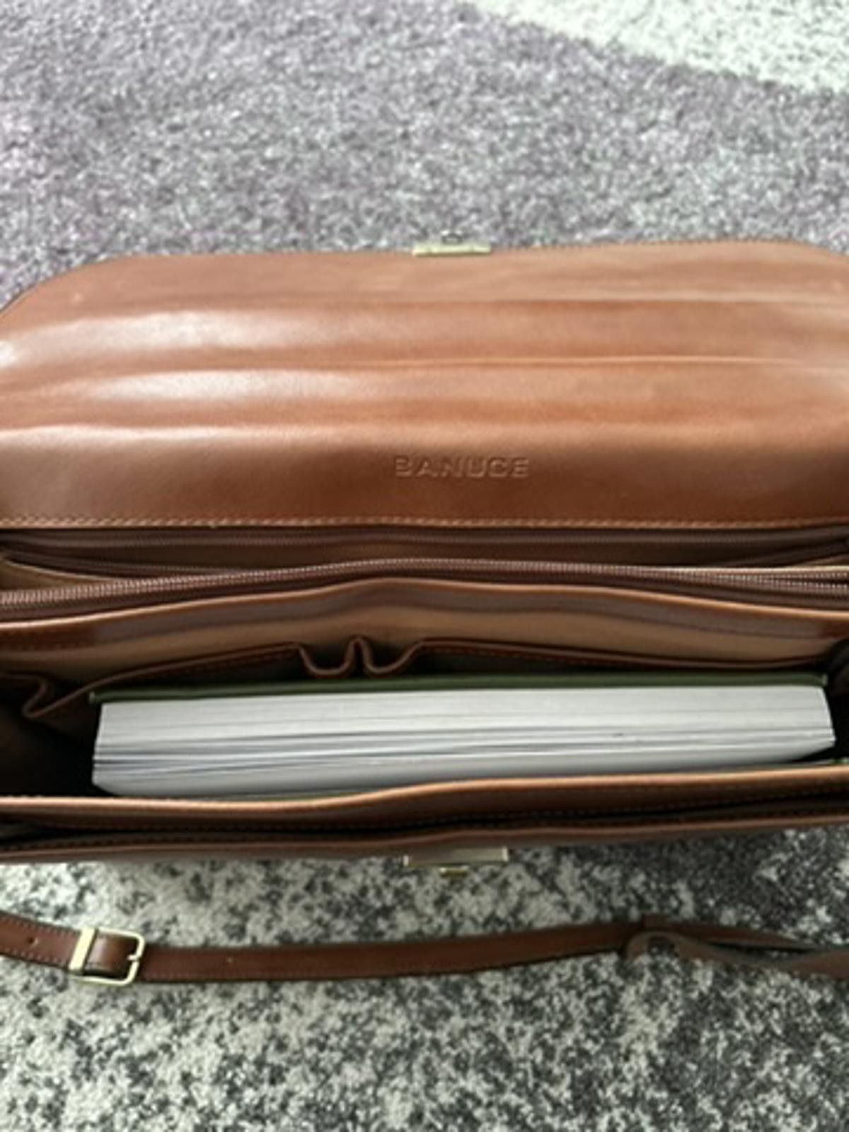 Designer Banuce Leather Briefcase Crossbody Size ONE SIZE - 5 Thumbnail