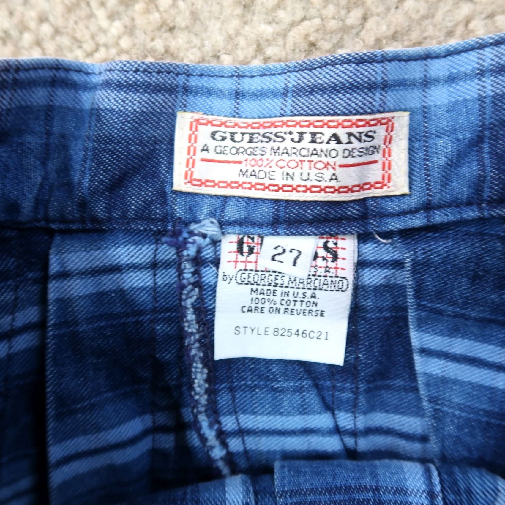 Guess VINTAGE GUESS Skirt Plaid Pleated High Rise 27 Cotton Denim Blue Womens Short 90s Y2K Preppy Punk Gothic Grunge Hipster Rock Pockets Size 27" / US 4 / IT 40 - 3 Thumbnail