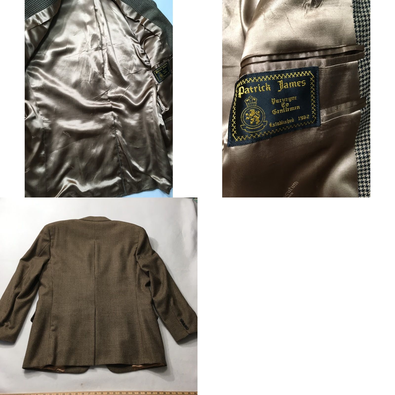 Aquascutum VTG Aquascutum Blazer Houndstooth Silk/Wool 2-Button Single-Breasted Beige 44reg Mens Jacket Size 44R - 9 Thumbnail