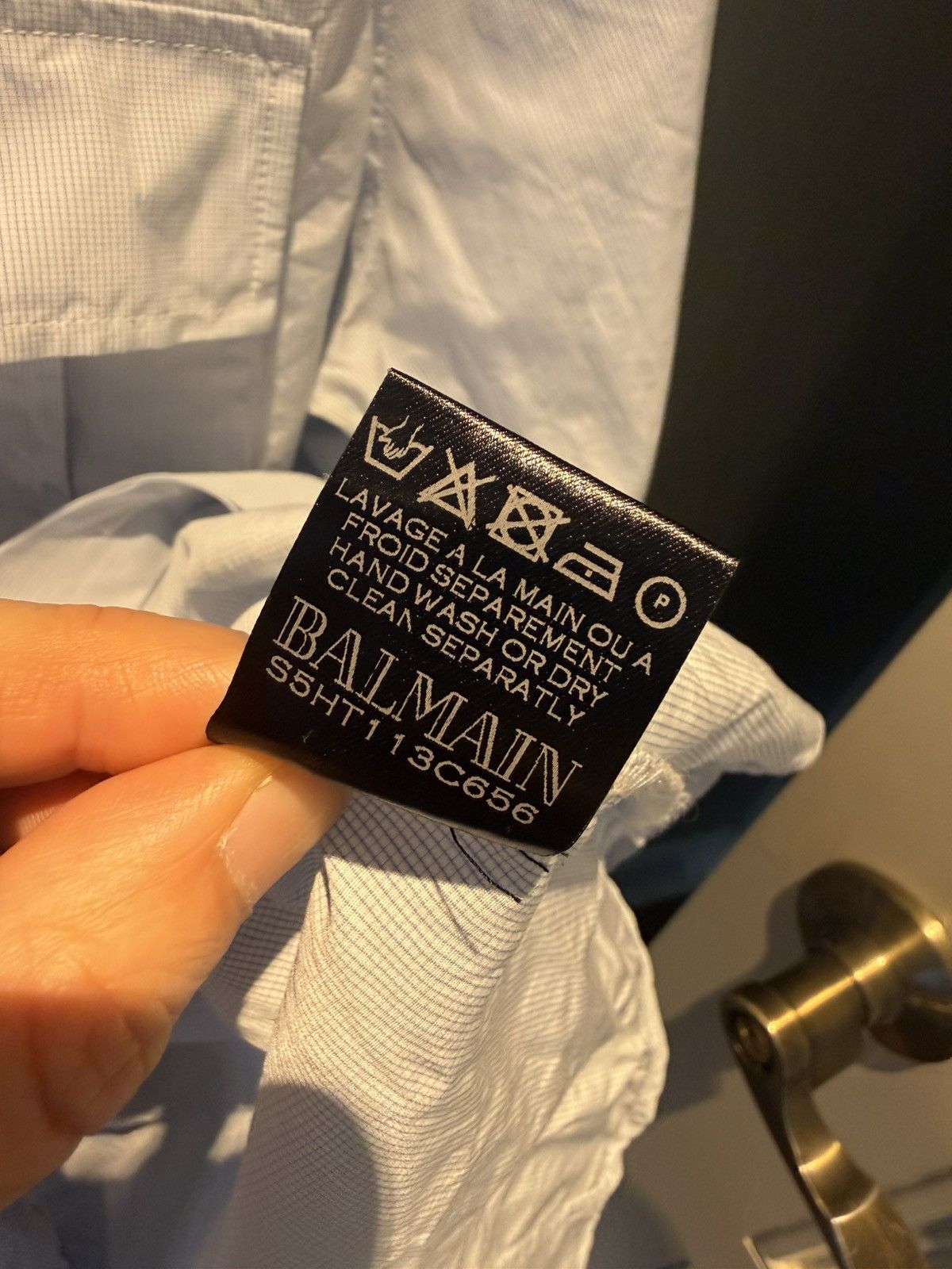 Balmain Blue shirt with denim collar size39 Size US M / EU 48-50 / 2 - 12 Thumbnail