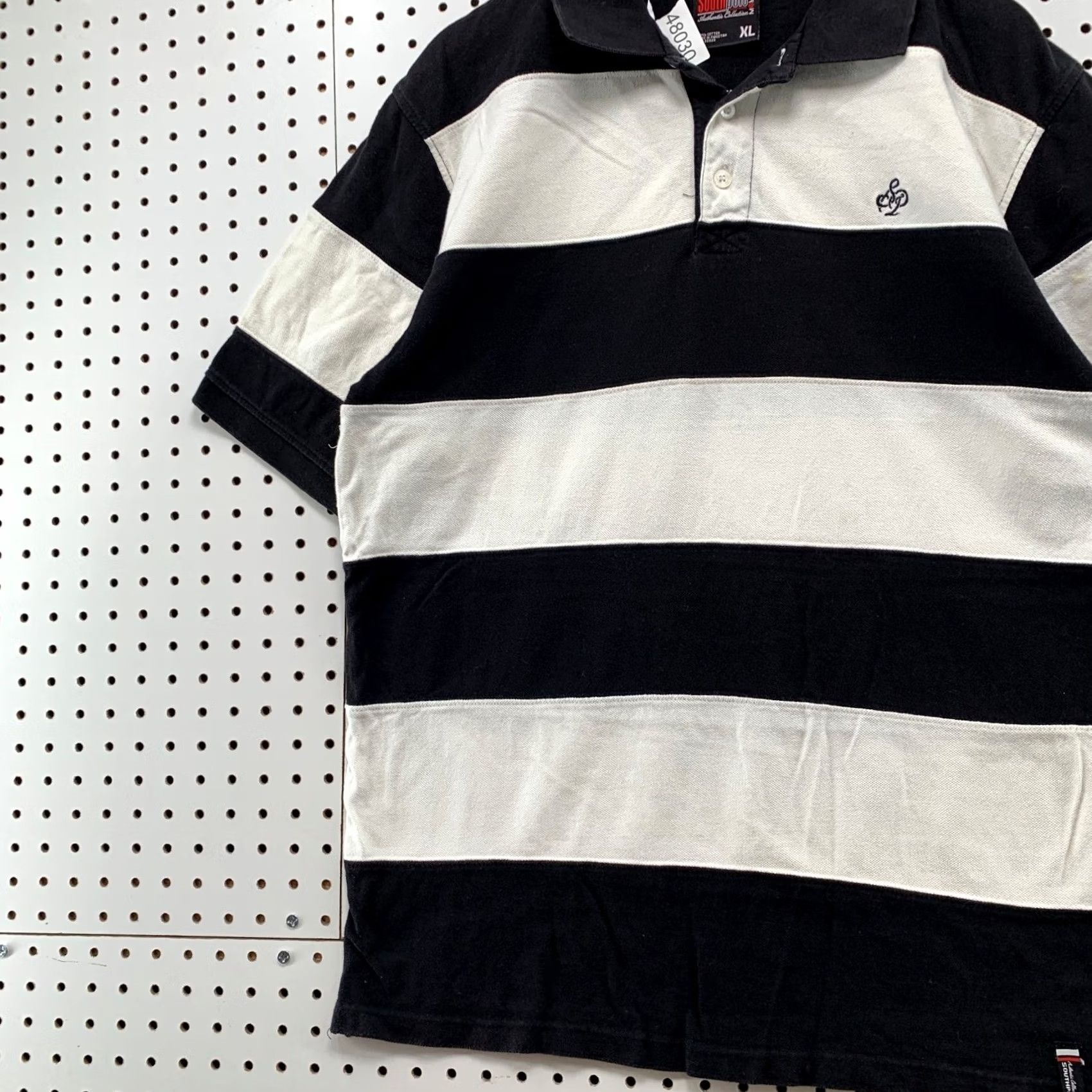 Southpole VINTAGE Southpole Polo Shirt Mens XL Black White Striped Short Sleeve Y2K Size US XL / EU 56 / 4 - 5 Thumbnail