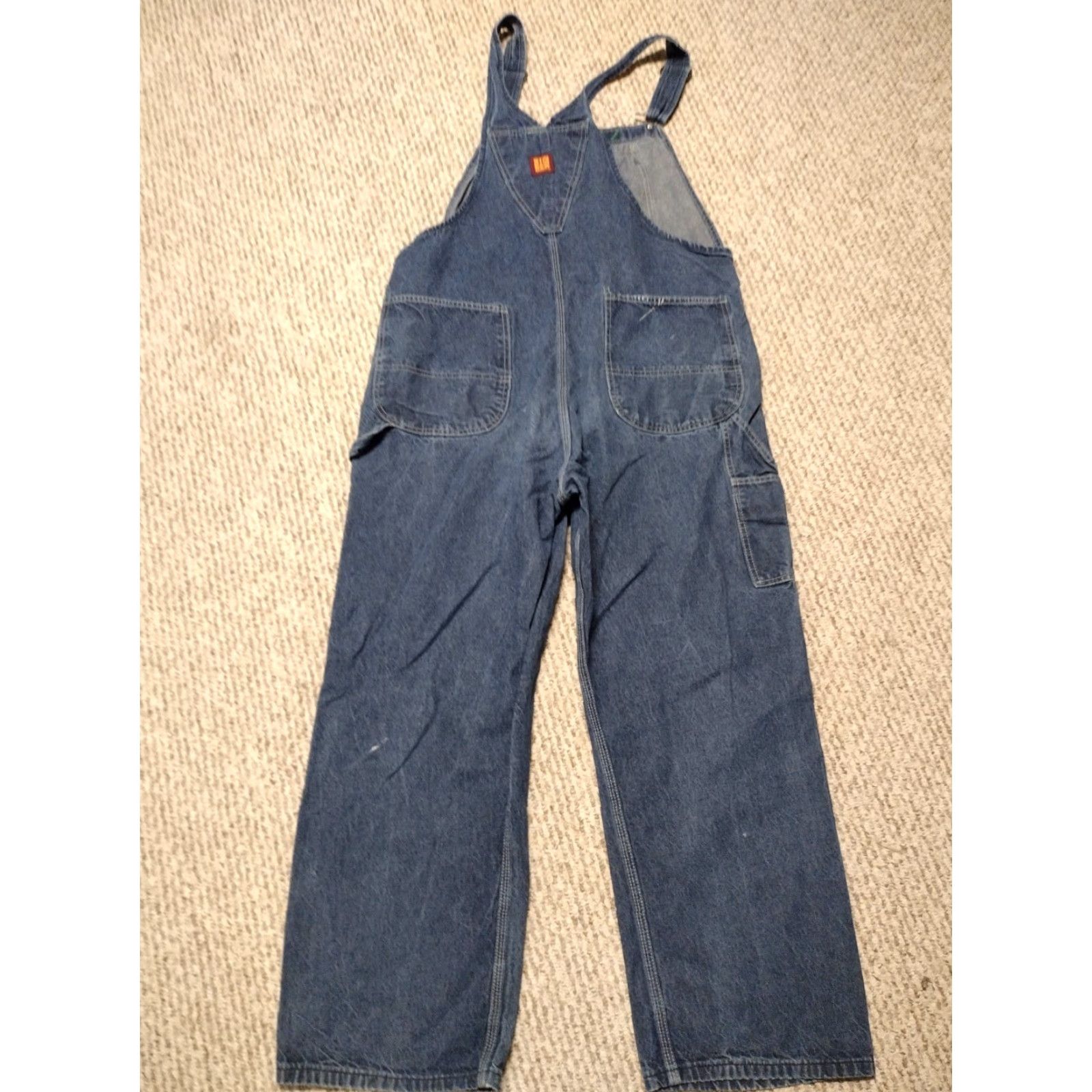Gloverall VINTAGE Big Ben Bib Overall Men's 40x30 Carpenter Denim Blue 40x30 Logo Distressed Classic Outdoor Work Jeans Size US 40 / EU 56 - 4 Thumbnail