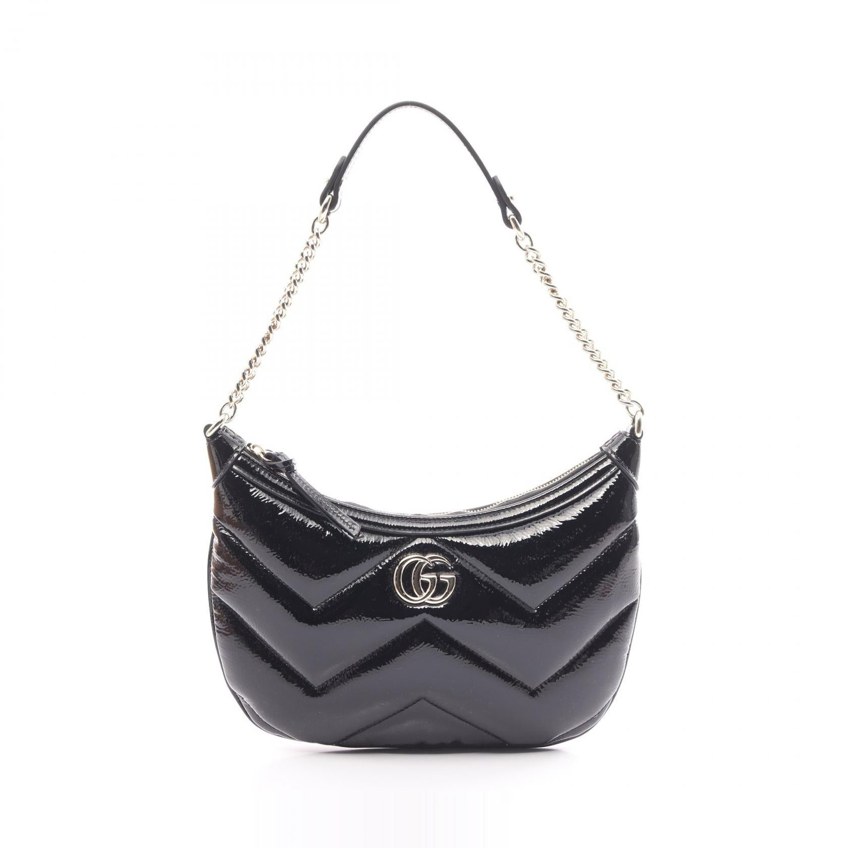 Gucci Gg Marmont Small Shoulder Bag Patent Leather Black