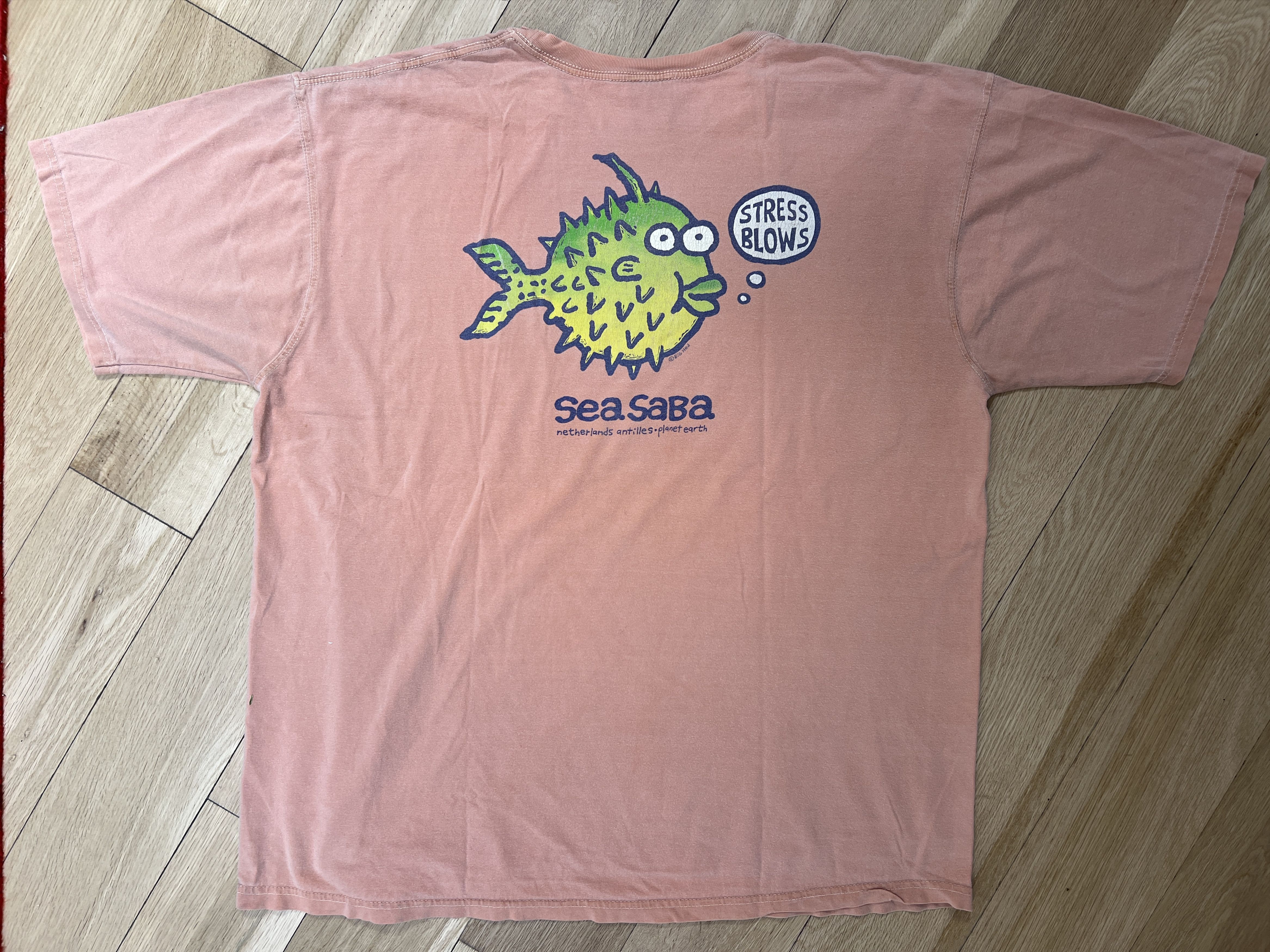 Vintage Vintage 90s Chill Stress Blows Sea Saba Big Hed T-Shirt Size US XL / EU 56 / 4 - 1 Thumbnail