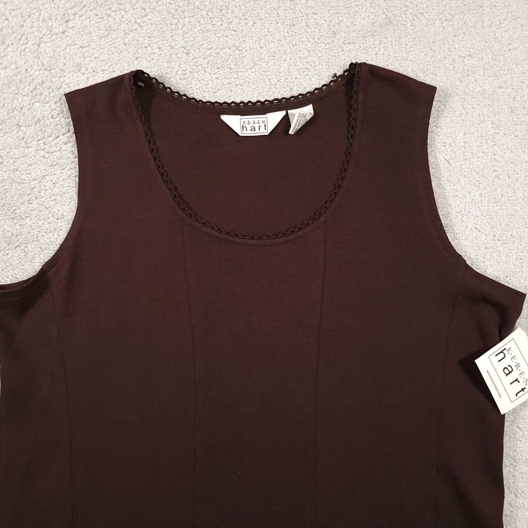 Vintage Keren Hart Shirt Women's XL Brown Sleeveless Tank Top Round Neck Shirt Tank Top Sleepwear? Size XL / US 12-14 / IT 48-50 - 3 Thumbnail