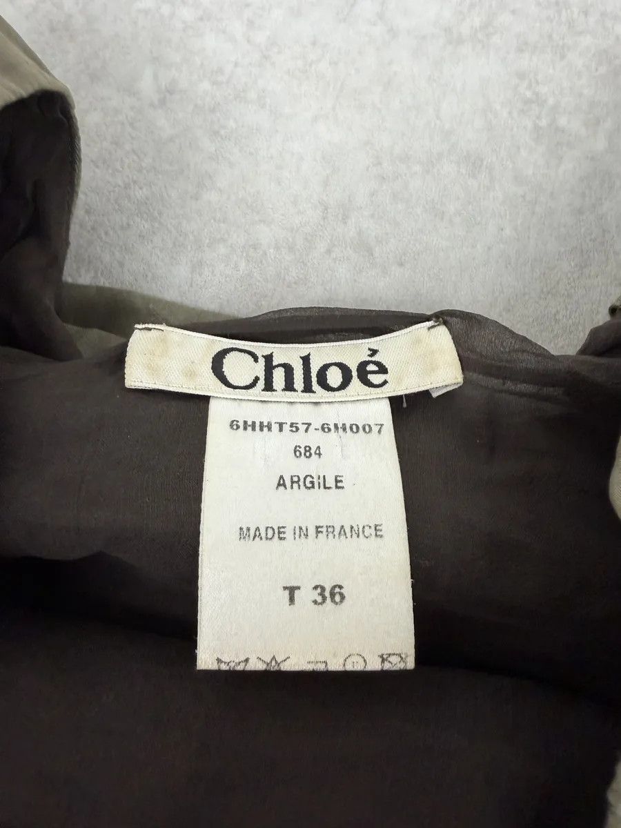 chloma SS2006 Chloé Khaki Green Relief Silk Tank Top Size S / US 4 / IT 40 - 8 Thumbnail