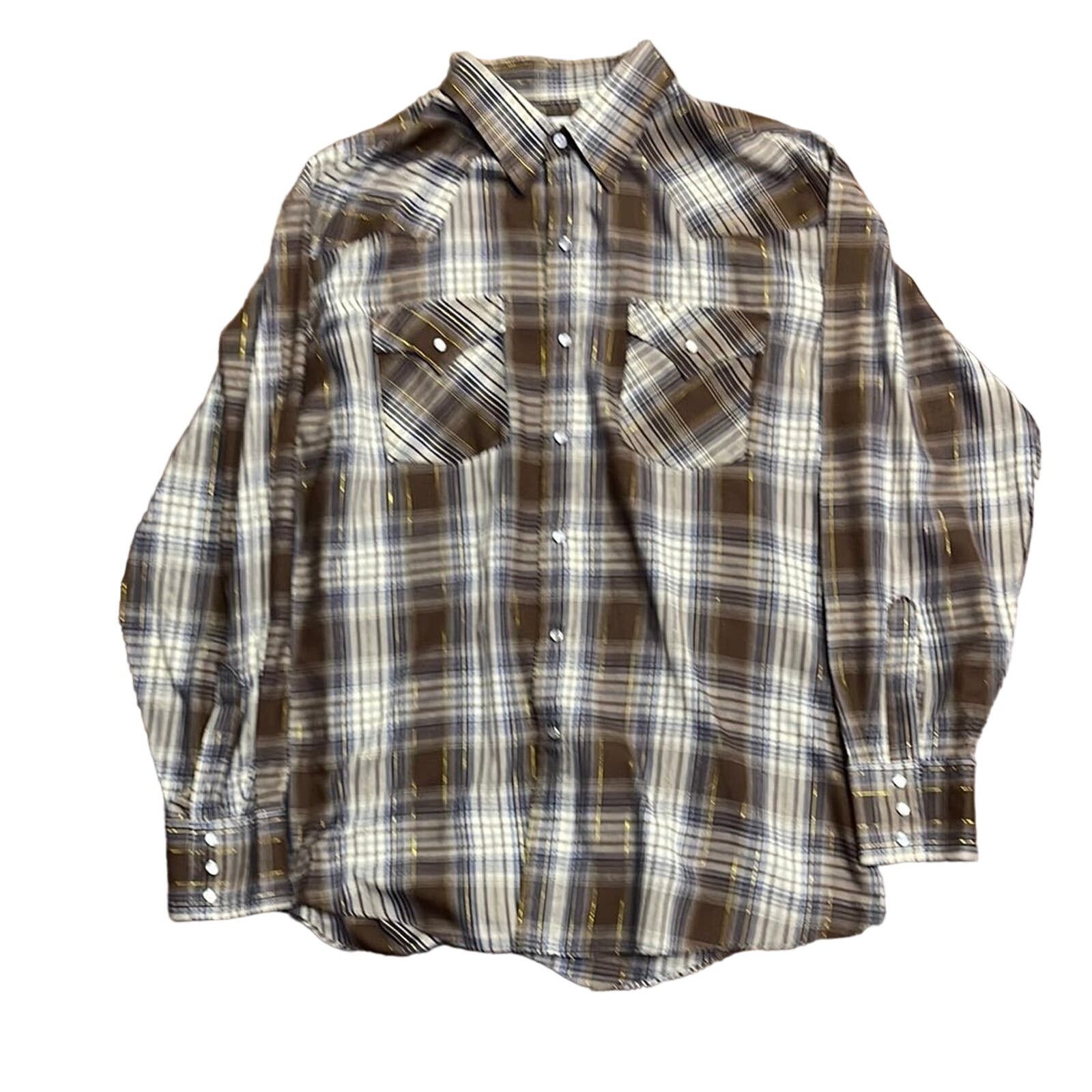 Vintage Ely Cattleman Western Pearl Snaps Cowboy Work Shirt XL Size US XL / EU 56 / 4 - 1 Thumbnail