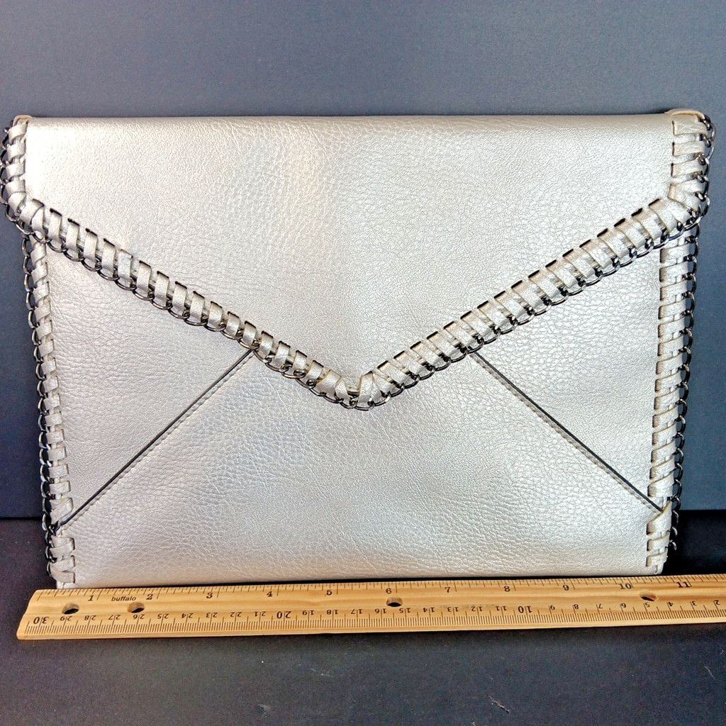 Lord & Taylor Rare Design Lab Lord And Taylor Envelope Purse Silver Size ONE SIZE - 3 Thumbnail