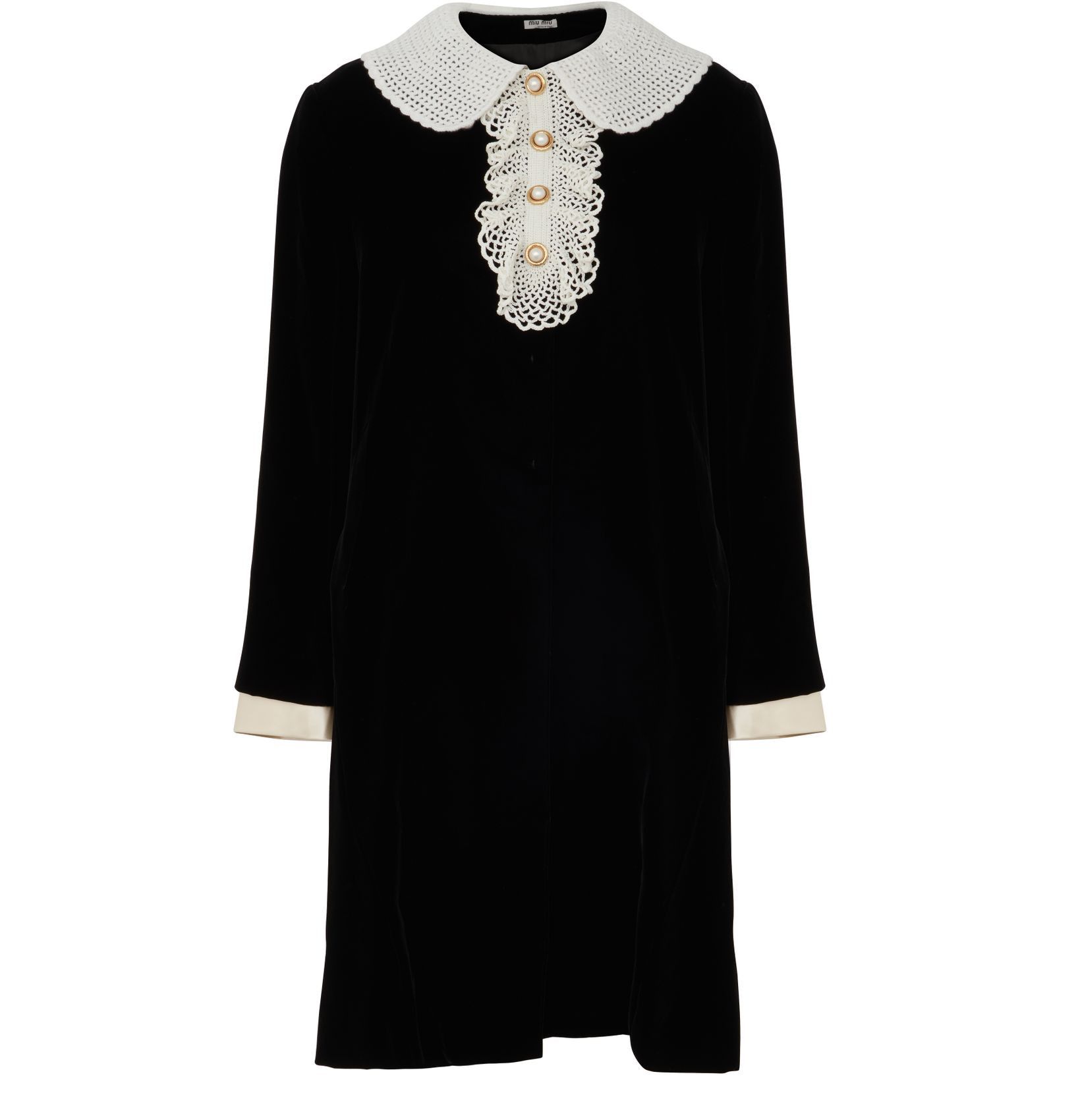 Miu Miu o1la1rc1a0724 Long Jacket in Black Size XS / US 0-2 / IT 36-38 - 1 Thumbnail