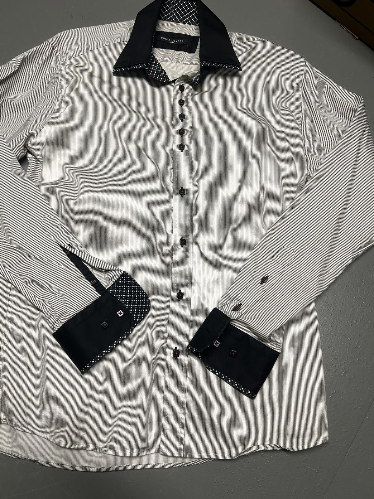 Designer Guide London Striped Dress Shirt with Contrast Collar Size US L / EU 52-54 / 3 - 4 Thumbnail