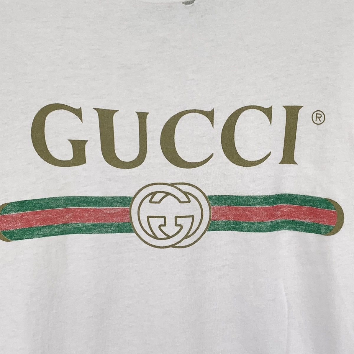 Gucci Gucci White Logo Print Cotton Crew Neck T-shirt K26WX Size US XS / EU 42 / 0 - 4 Thumbnail