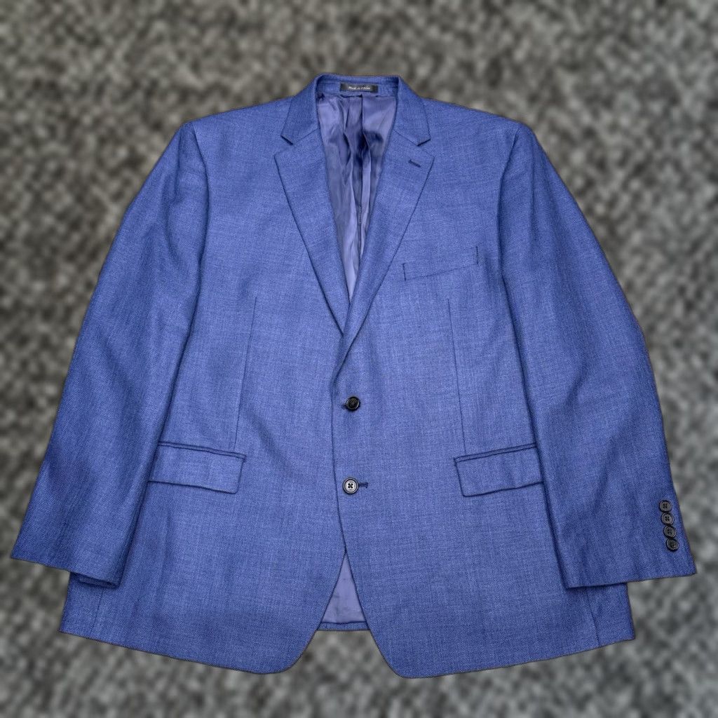 Ralph Lauren Lauren Ralph Lauren Blazer Sport Coat Linen Blend Blue 48R Men Regular Notch Lapel Single-Breasted Two-Button Size 48R - 1 Thumbnail