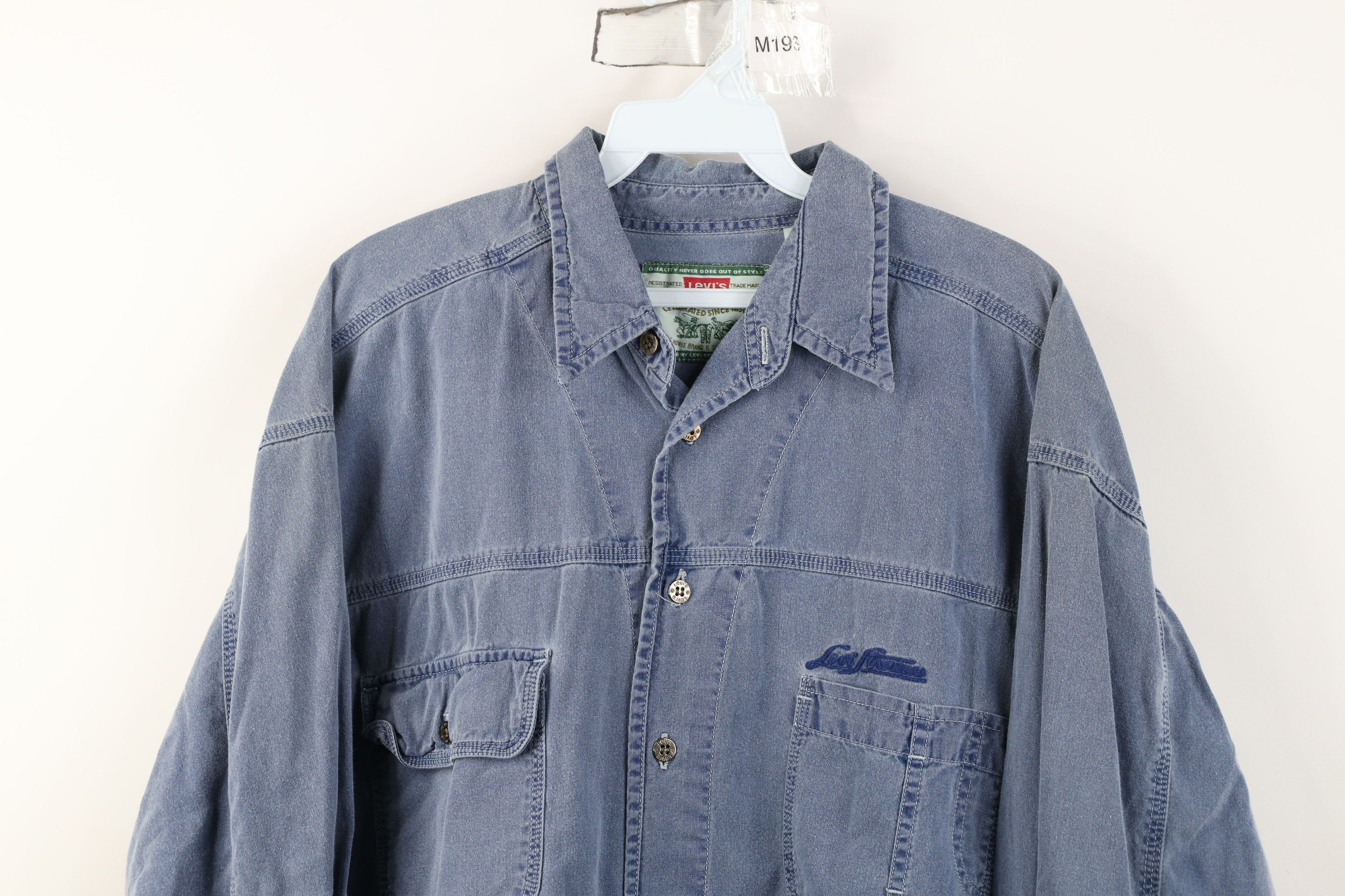Levi's Vintage 90s Levis Stonewash Baggy Collared Button Shirt Blue Size US L / EU 52-54 / 3 - 2 Thumbnail