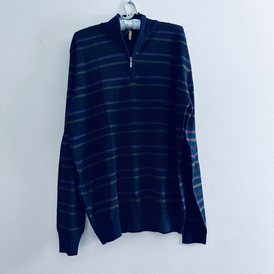Toscano Toscano striped quarter zip pullover Size US L / EU 52-54 / 3 - 2 Thumbnail