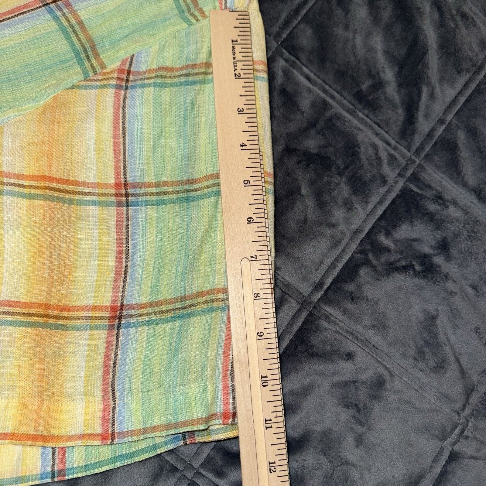 Alan Flusser Linen Pastel Plaid Shirt Men’s XL Lightweight Resort Wear Size US XL / EU 56 / 4 - 6 Thumbnail