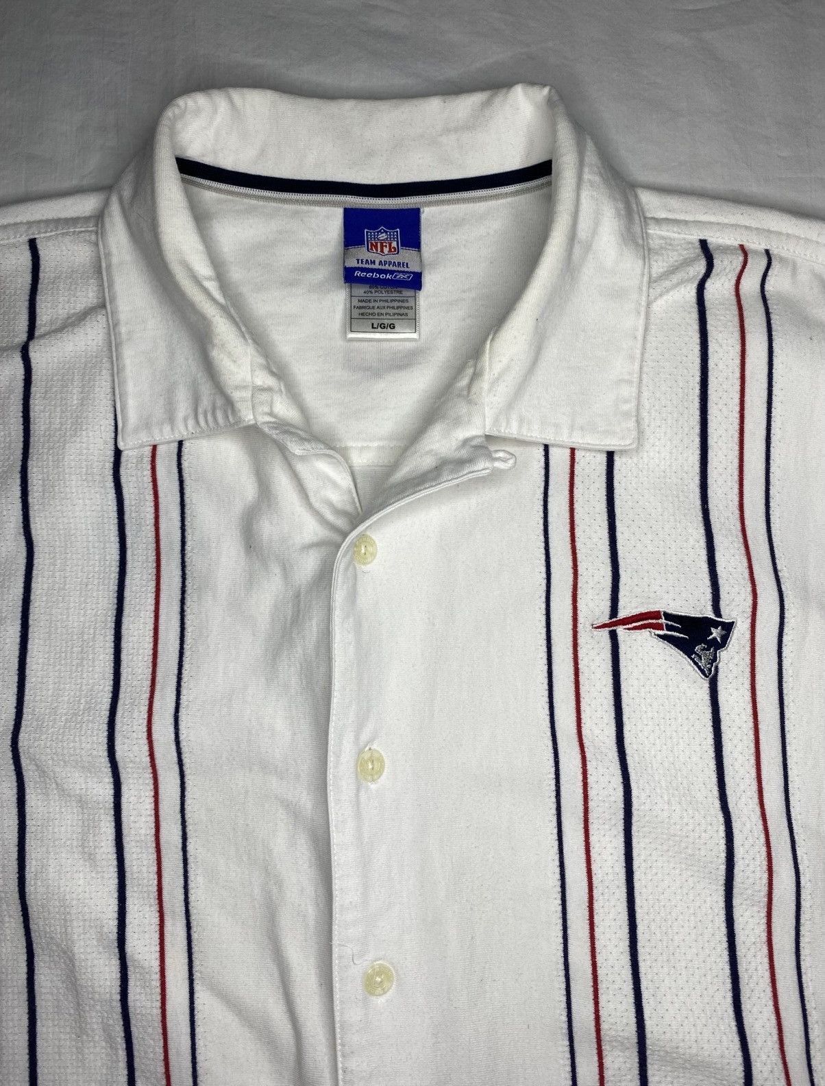NFL Y2k New England Patriots Button Down Shirt Striped Reebok Size US L / EU 52-54 / 3 - 2 Thumbnail