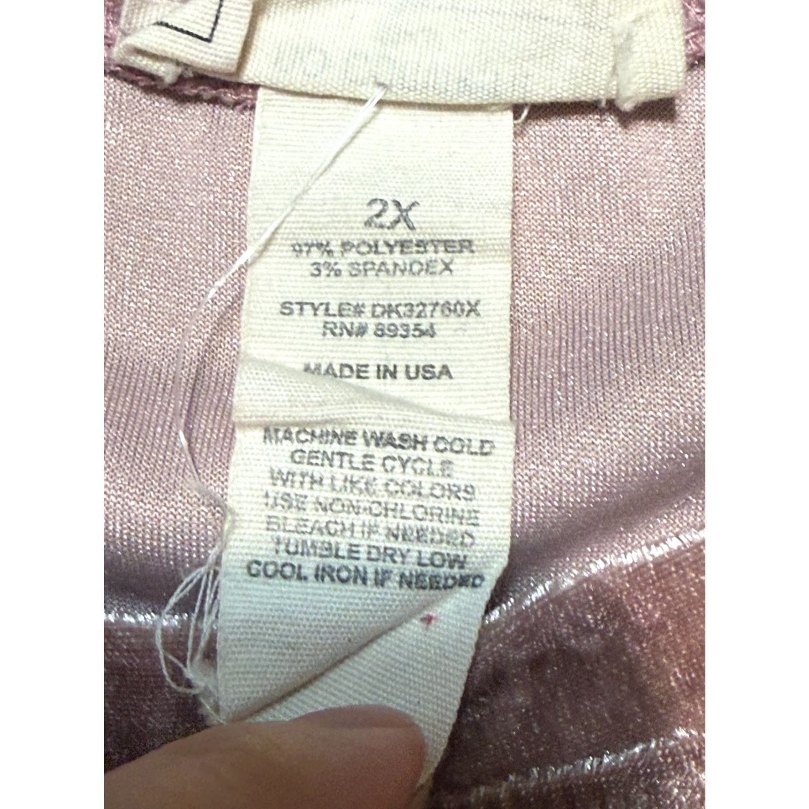 Vintage No Comment Shirt Women’s 2X Pink Velvet Short Sleeve Shirt Size XXL / US 16-18 / IT 52-54 - 5 Thumbnail