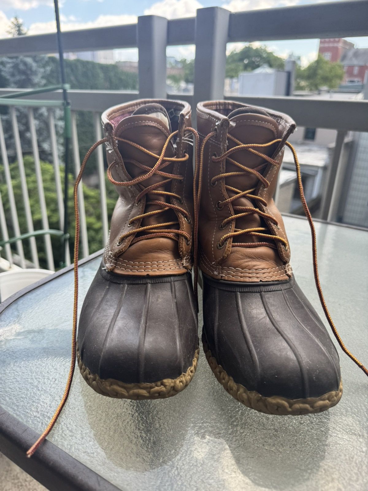 Vtg LL Bean Mens Burgundy Leather Moc Toe Boots Lace Up -Italy  Sz 11‎ LL Bean Goretex Thinsulate Bean Boots - Made in USA main image 4