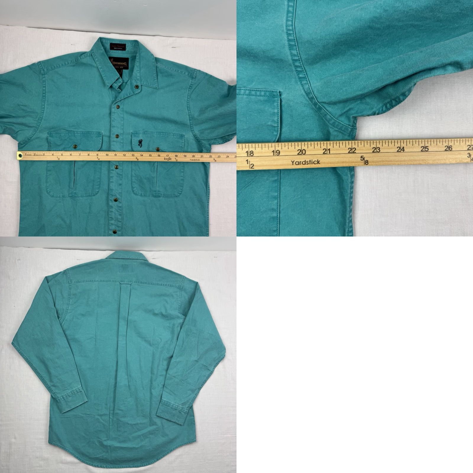 Vintage VINTAGE Browning Shirt Adult M Teal 90s Outdoor Western Cowboy Casual Workwear Button-Up Long Sleeve Collared Snap Size US M / EU 48-50 / 2 - 8 Thumbnail