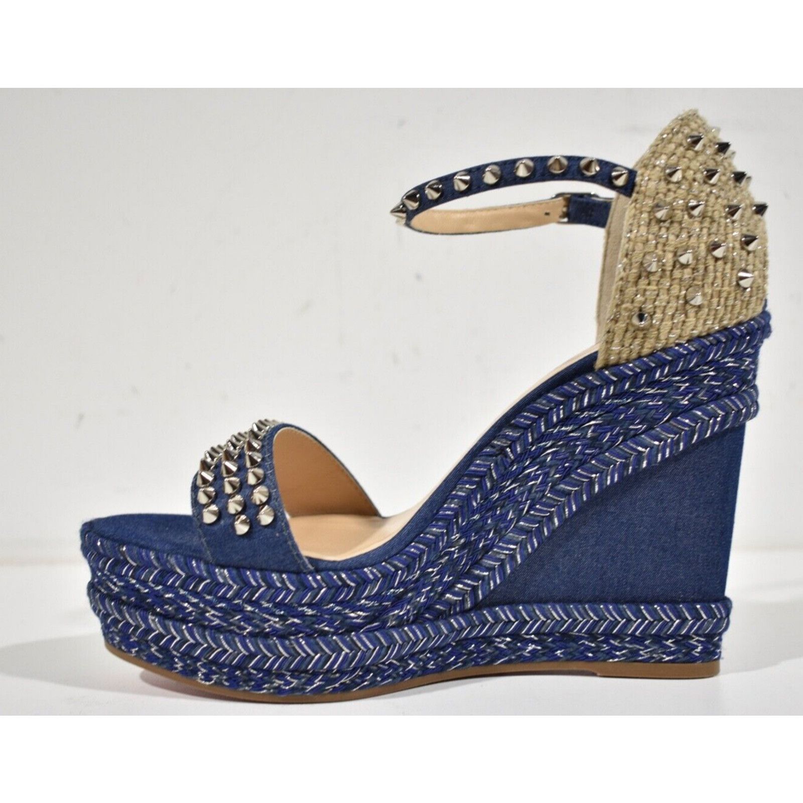 Christian Louboutin Madmonica 120 Blue Denim Platform Wedge Sandal Heel Pump 41 Size US 11 / IT 41 - 8 Thumbnail
